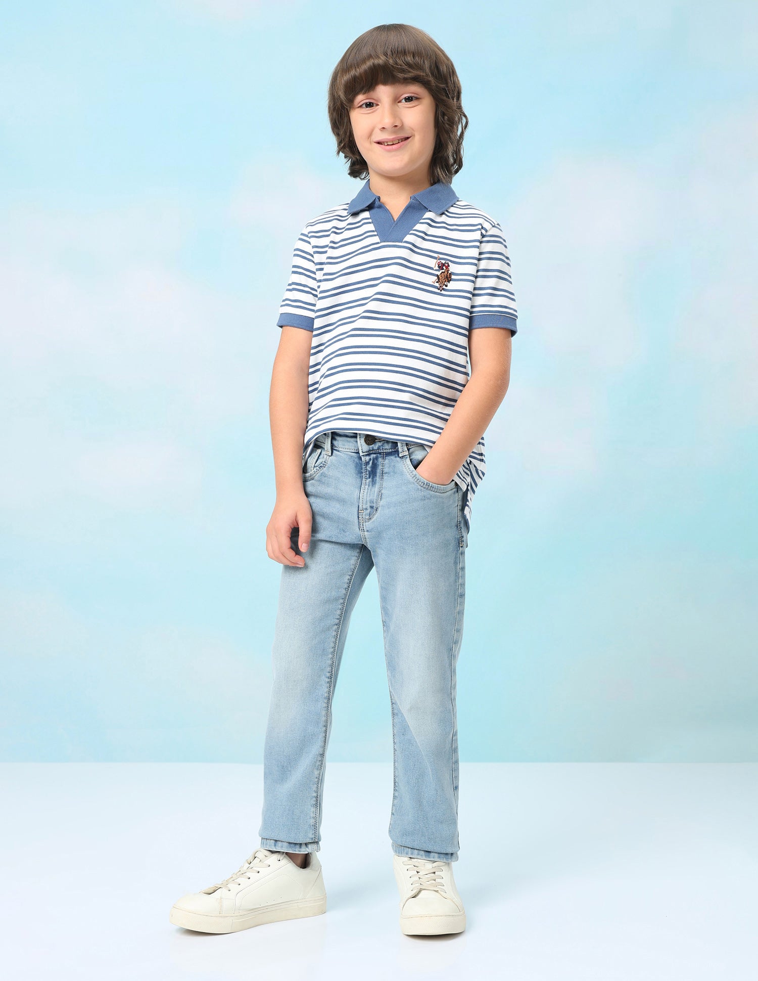Horizontal Striped Regular Fit Polo Shirt Blue - U.S. Polo Assn. India | Large