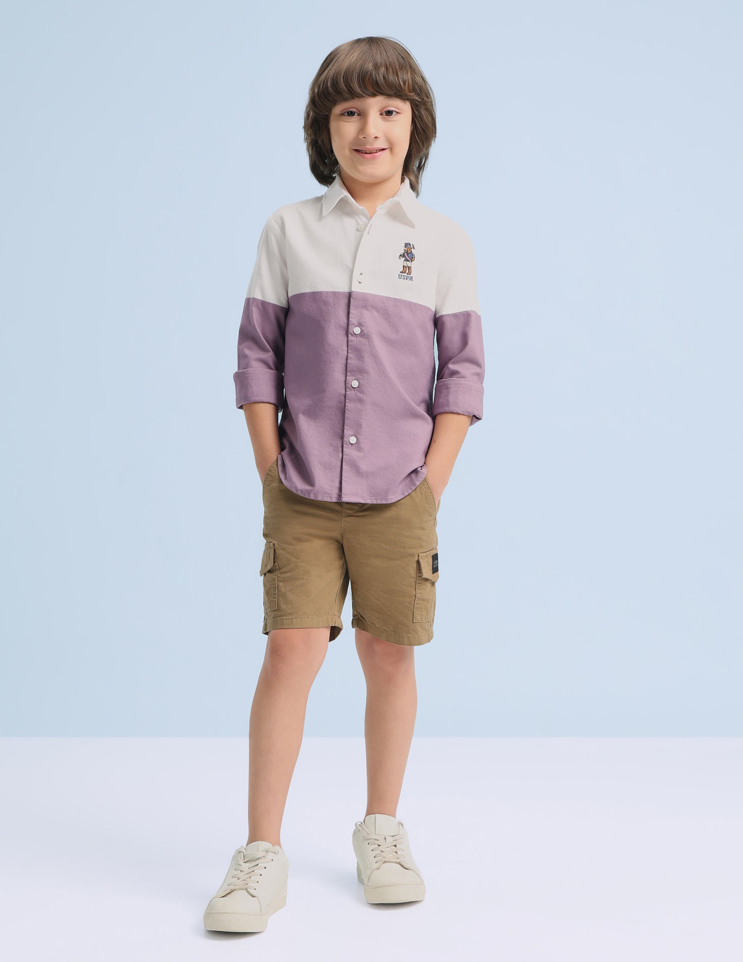 Colourblocked Oxford Shirt Light Purple - U.S. Polo Assn. India | Large