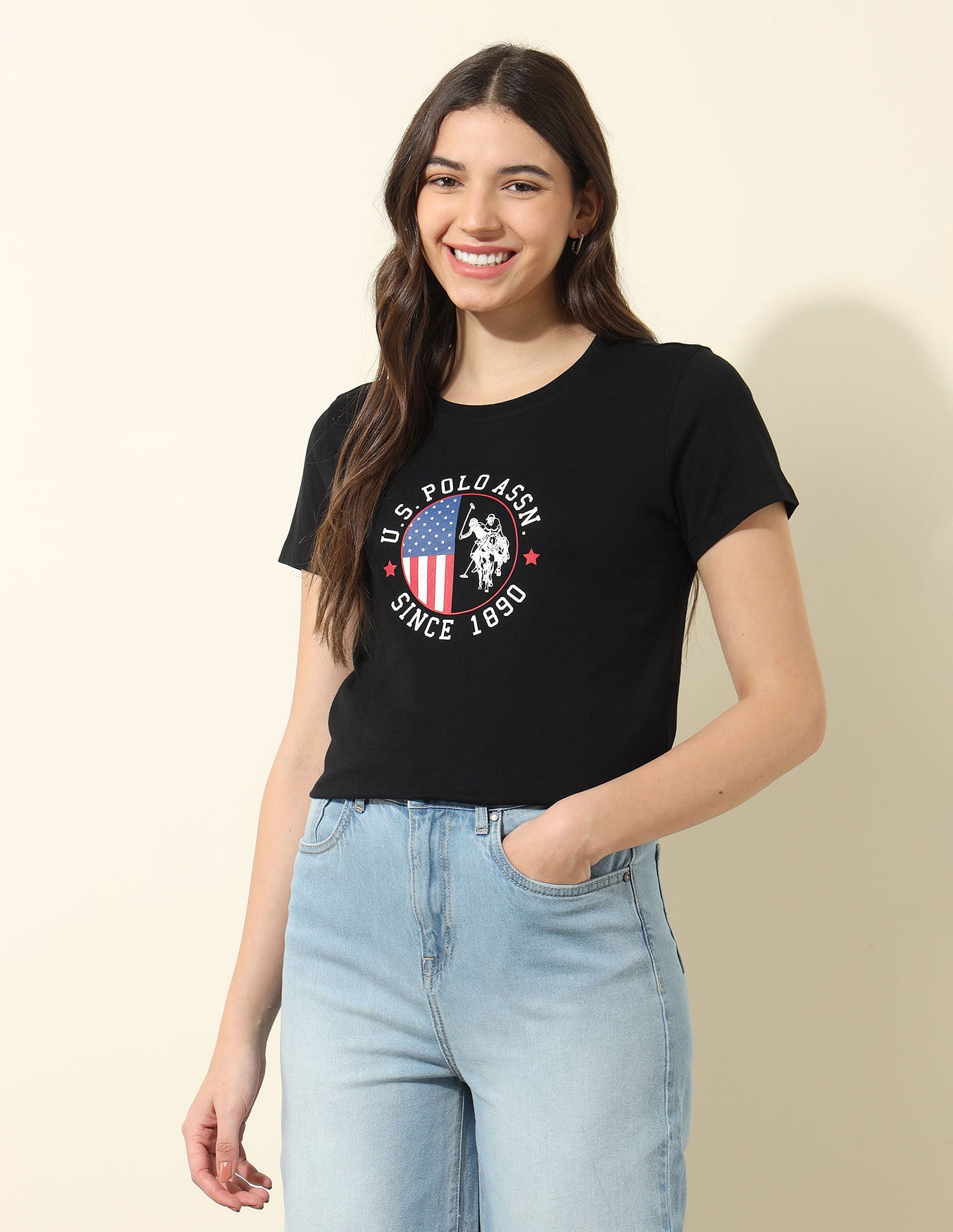 Regular Fit Brand Printed T-Shirt Black - U.S. POLO ASSN. | Large