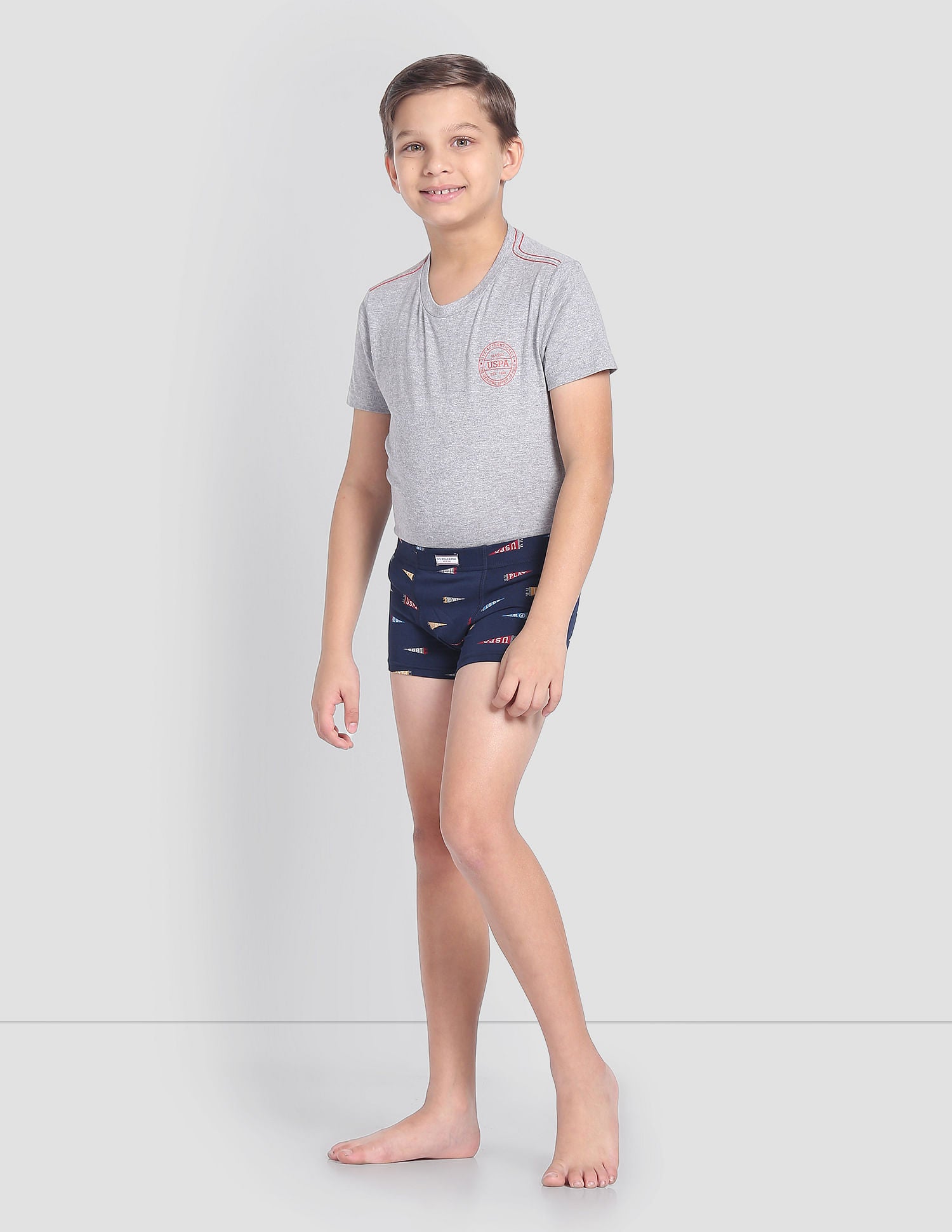 Mid Rise Cotton Spandex OKT01 Trunks - Pack Of 2 Navy and Grey - U.S. POLO ASSN. | Large