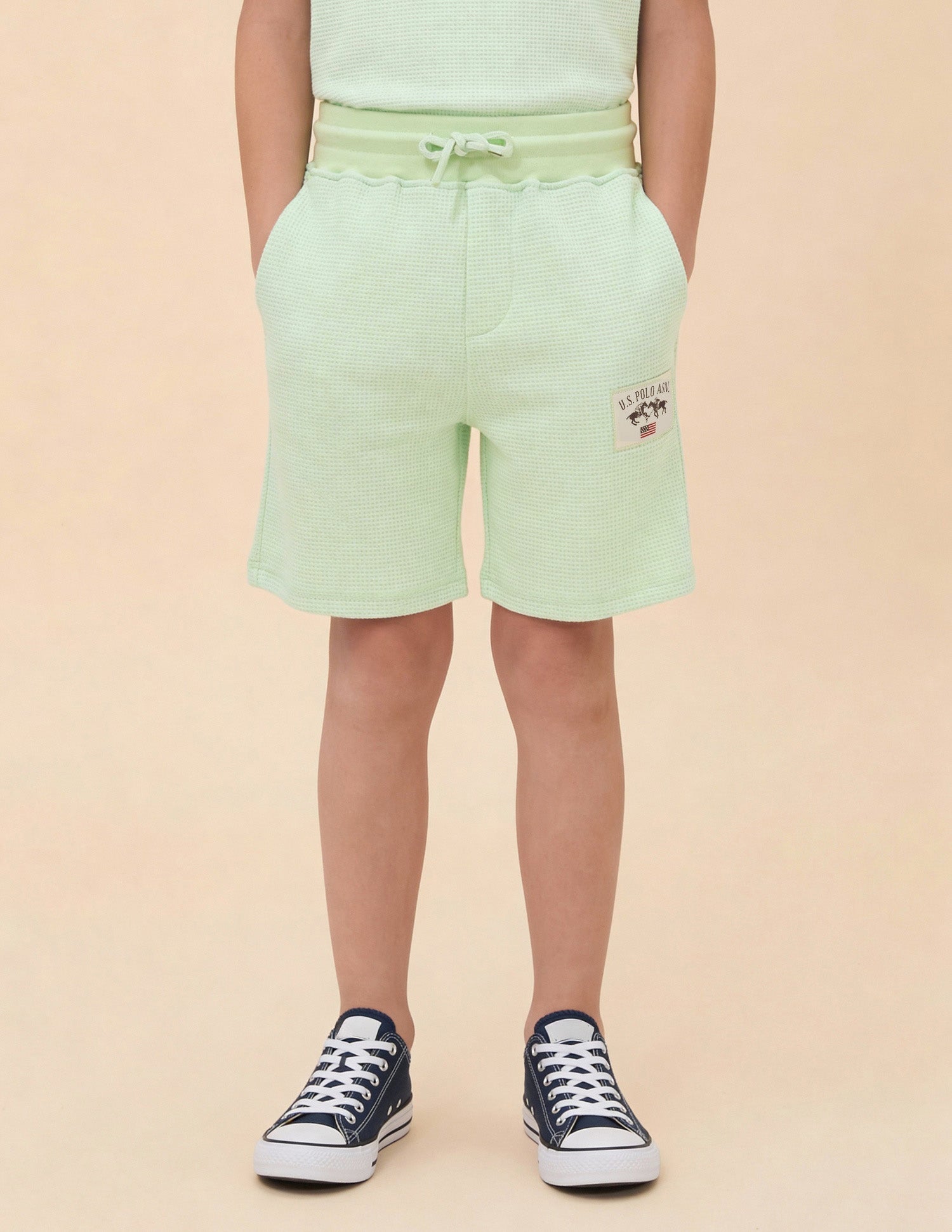 Boys Textured Regular Fit Shorts Light Green - U.S. Polo Assn. India | Large