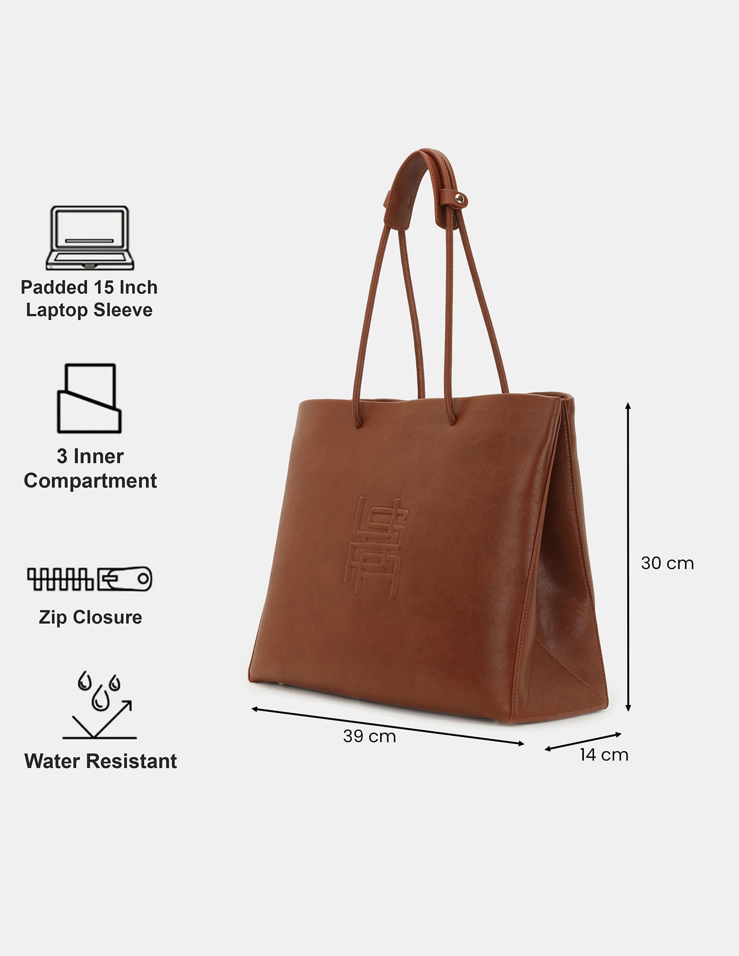 Women Billei Modern Tote Bag with Laptop sleeve Tan - U.S. POLO ASSN. | Large