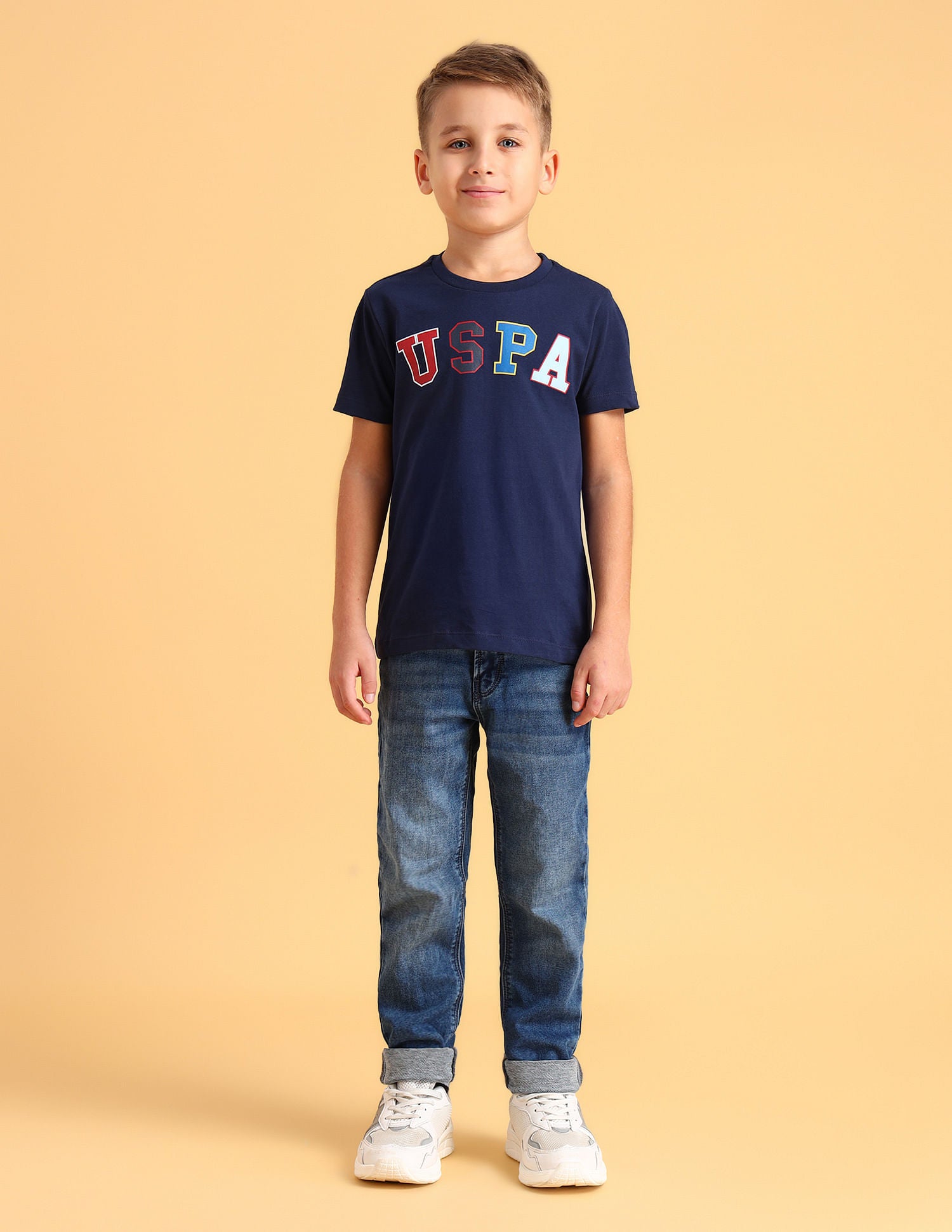 Boys Printed Cotton T-Shirt Navy - U.S. POLO ASSN. | Large