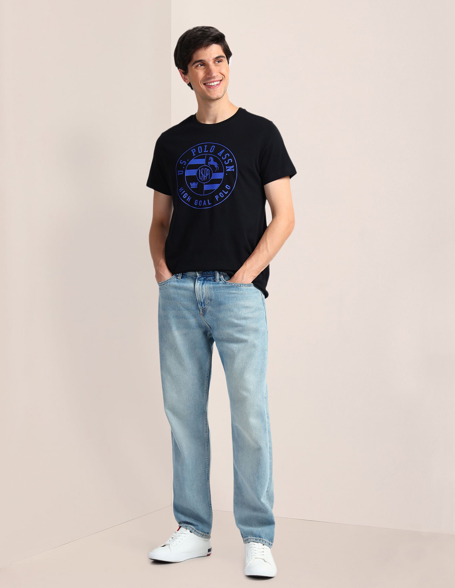 Brand Print Slim Fit T-Shirt Black - U.S. Polo Assn. India | Large