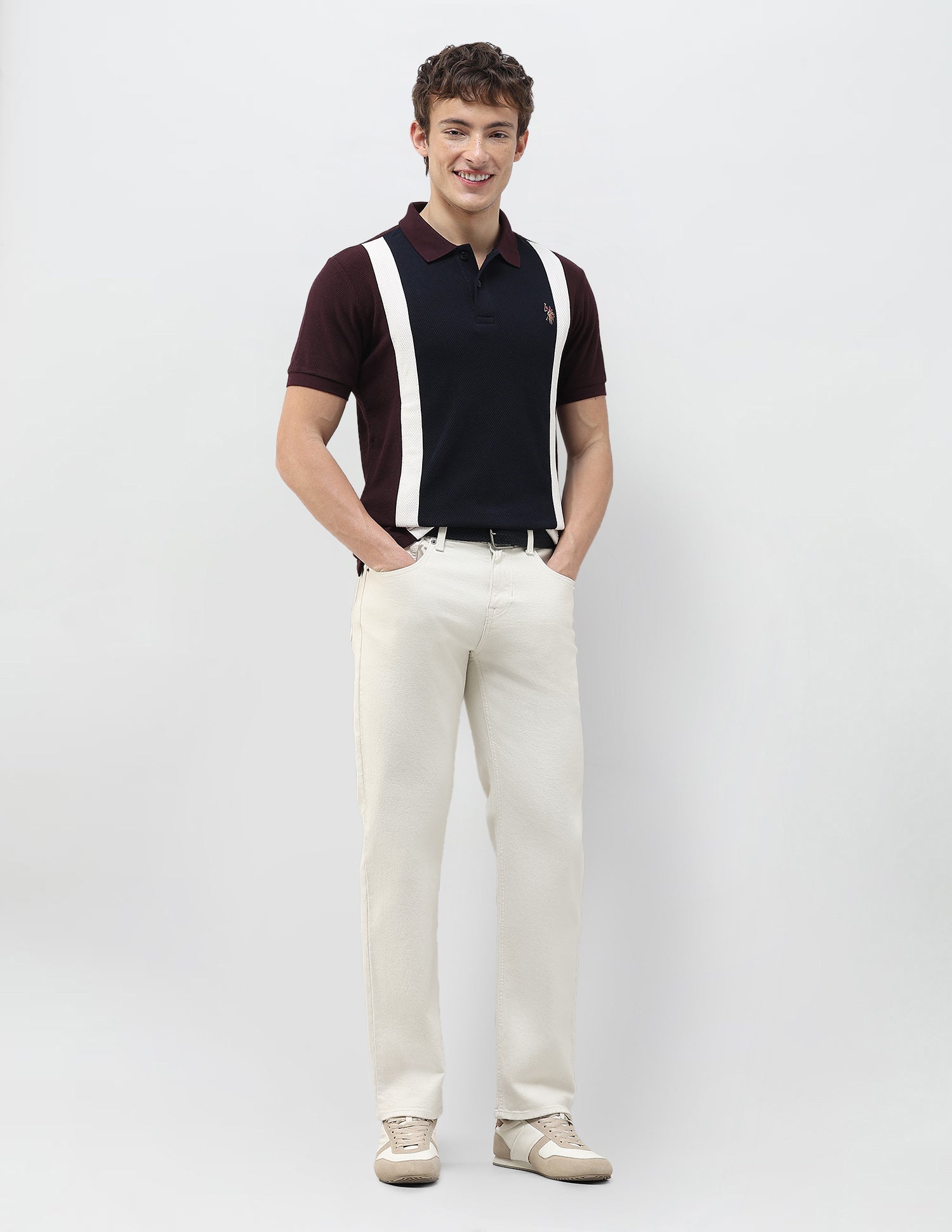 Colourblocked Muscle Fit Polo Shirt Maroon - U.S. Polo Assn. India | Large