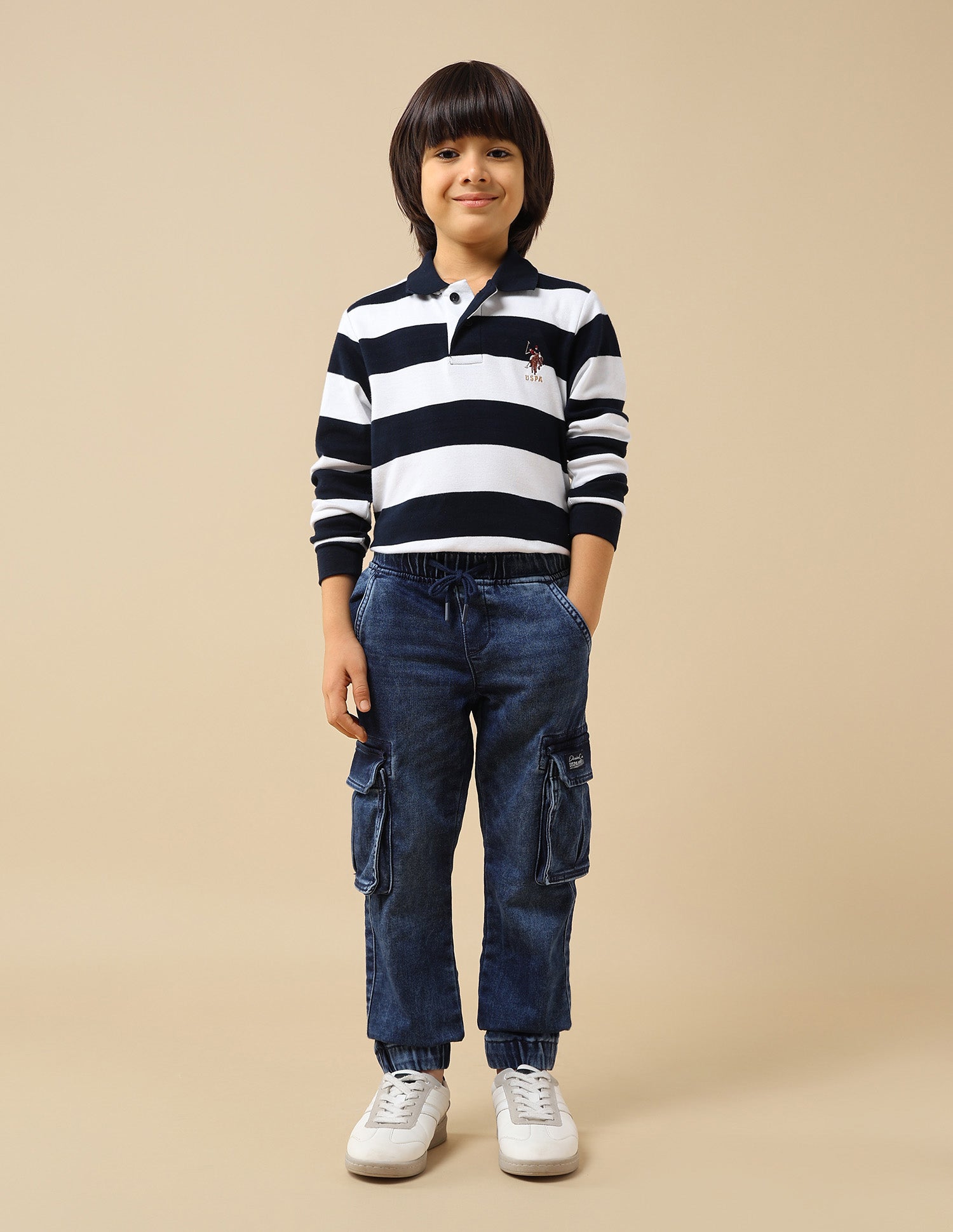 Boys Relaxed Fit Cargo Jeans Blue - U.S. POLO ASSN. | Large