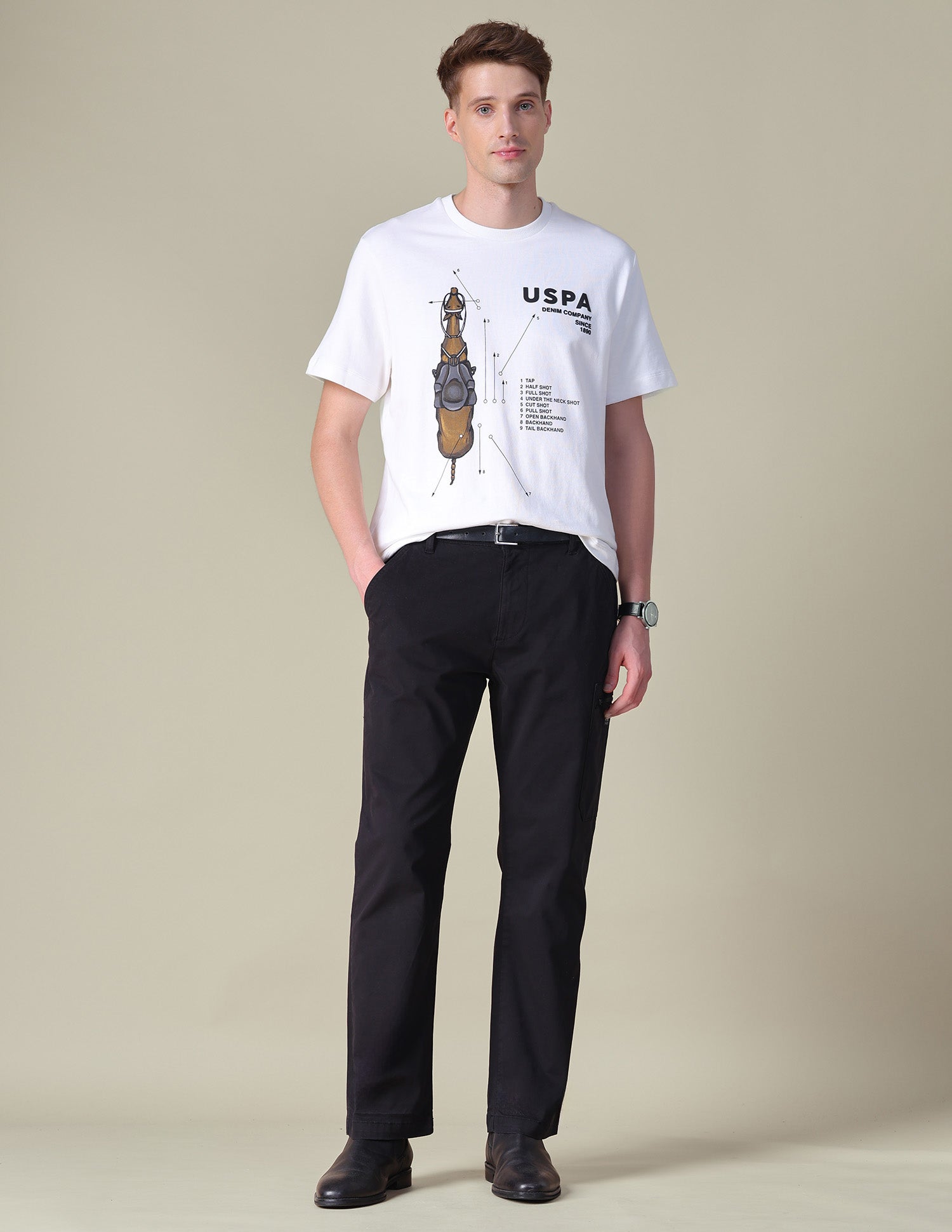 Graphic Brand Printed Relaxed Fit T-Shirt Ivory - U.S. POLO ASSN. | Large