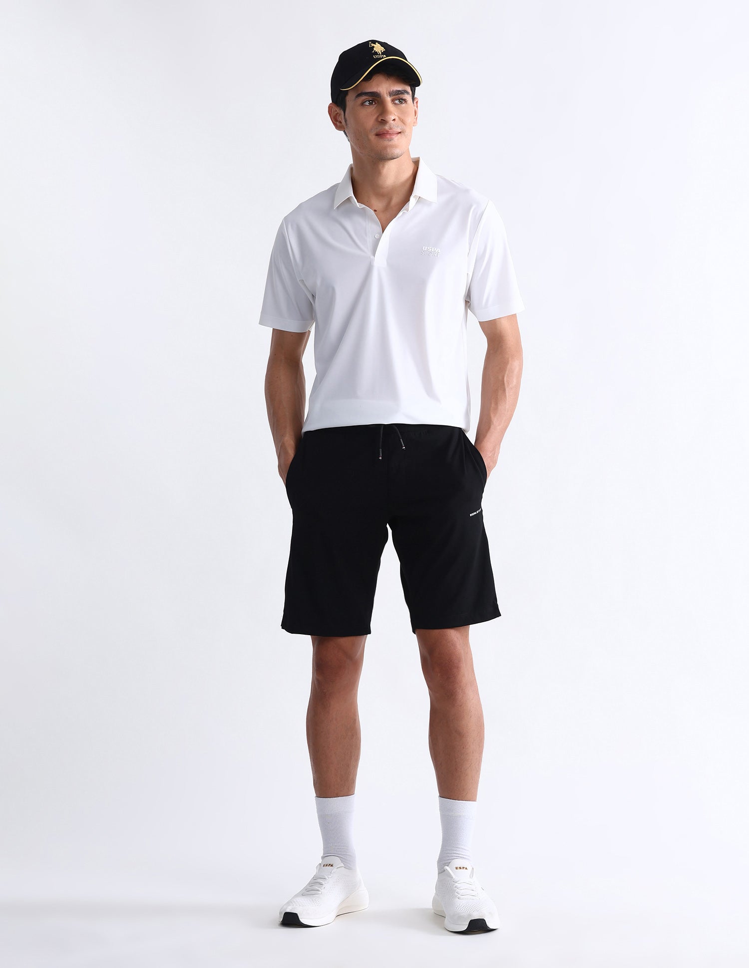 Solid Slim Fit Active Shorts Black - U.S. Polo Assn. India | Large