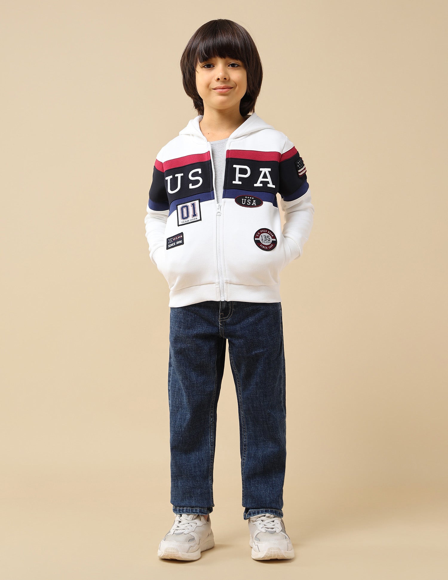 Boys Brand Appliqued Regular Fit Sweatshirt White - U.S. POLO ASSN. | Large