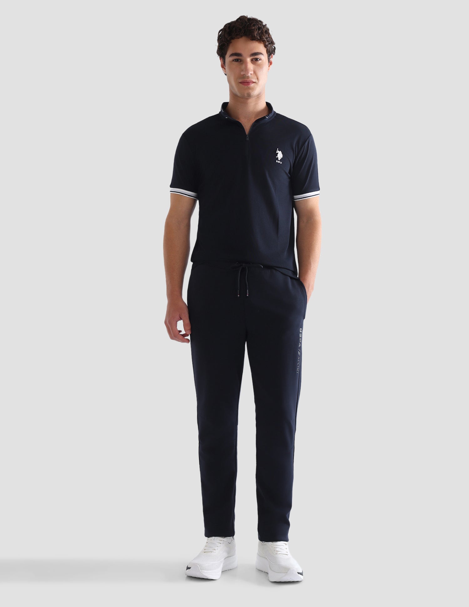 Solid Slim Fit Active Polo Shirt Navy - U.S. Polo Assn. India | Large