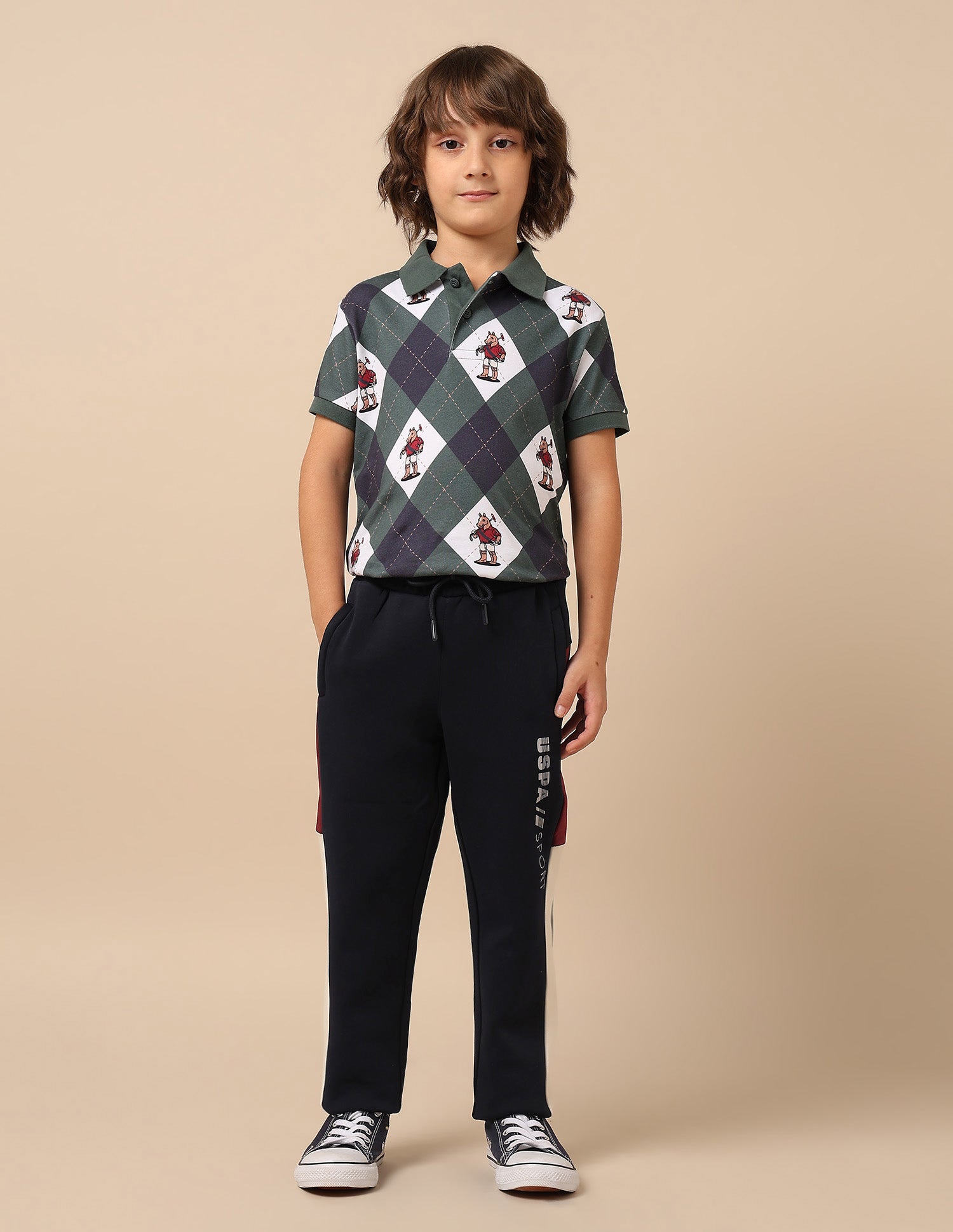 Boys Regular Fit Mini Me Track Pants Navy - U.S. POLO ASSN. | Large