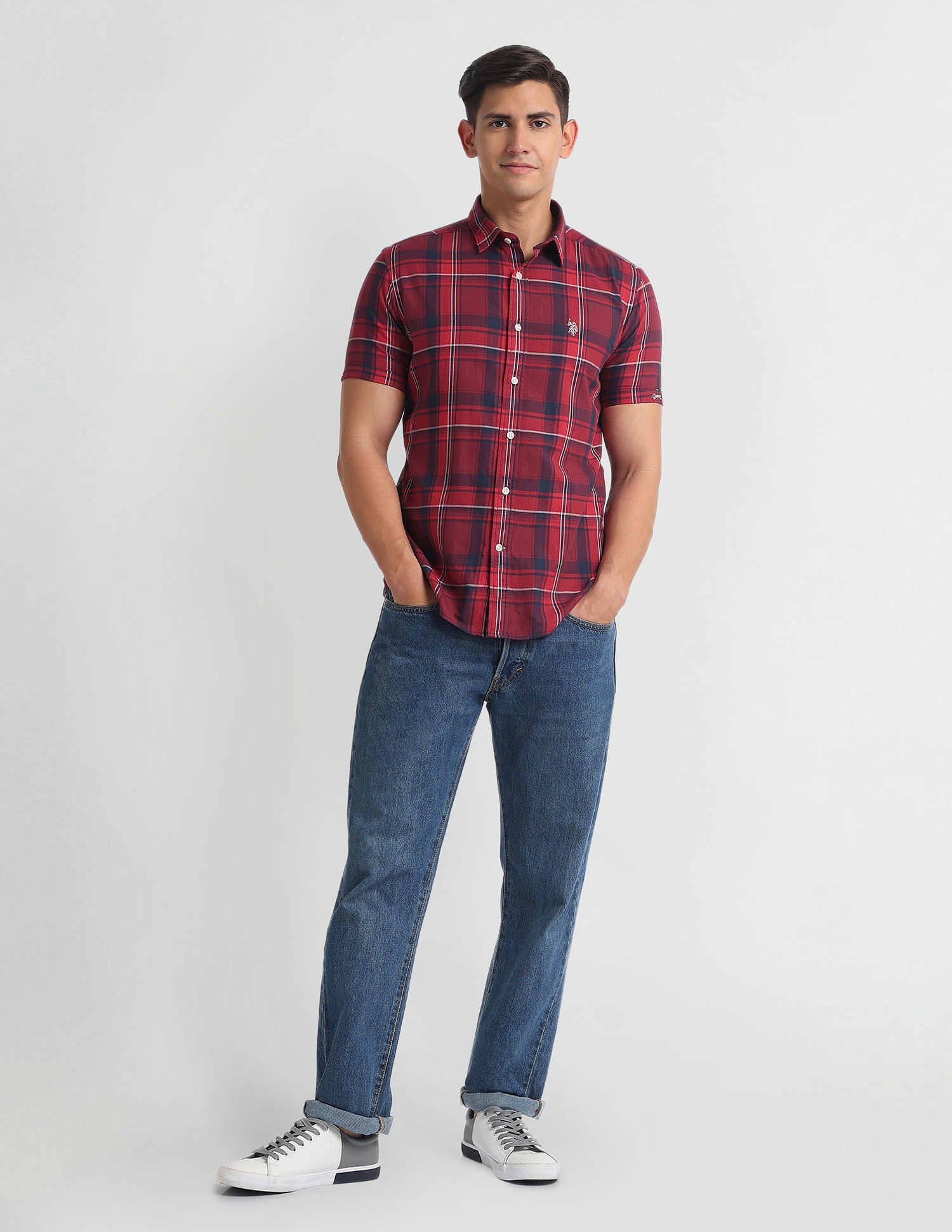 Tartan Check Slim Shirt Red - U.S. Polo Assn. India | Large