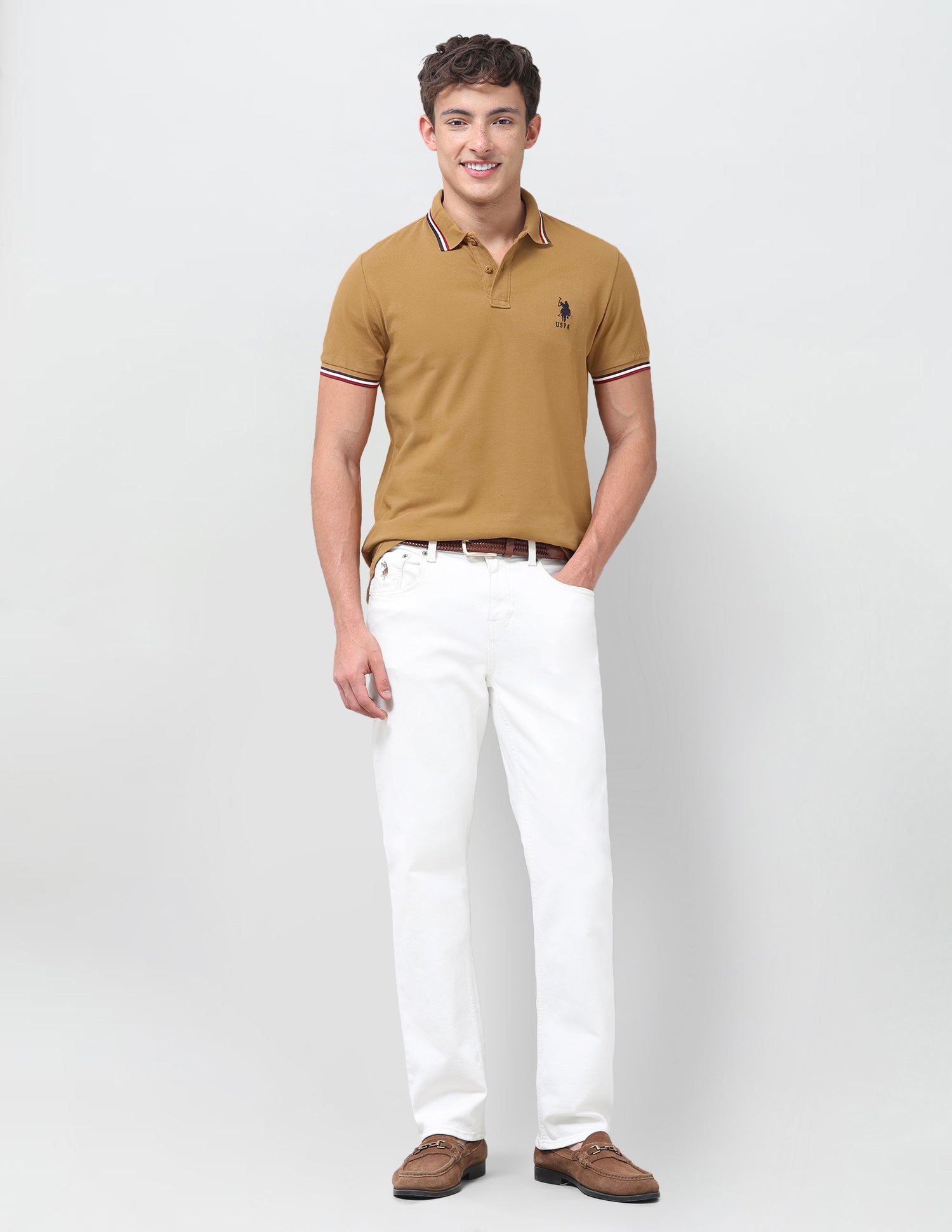 Solid Regular Fit Polo Shirt Mustard - U.S. Polo Assn. India | Large