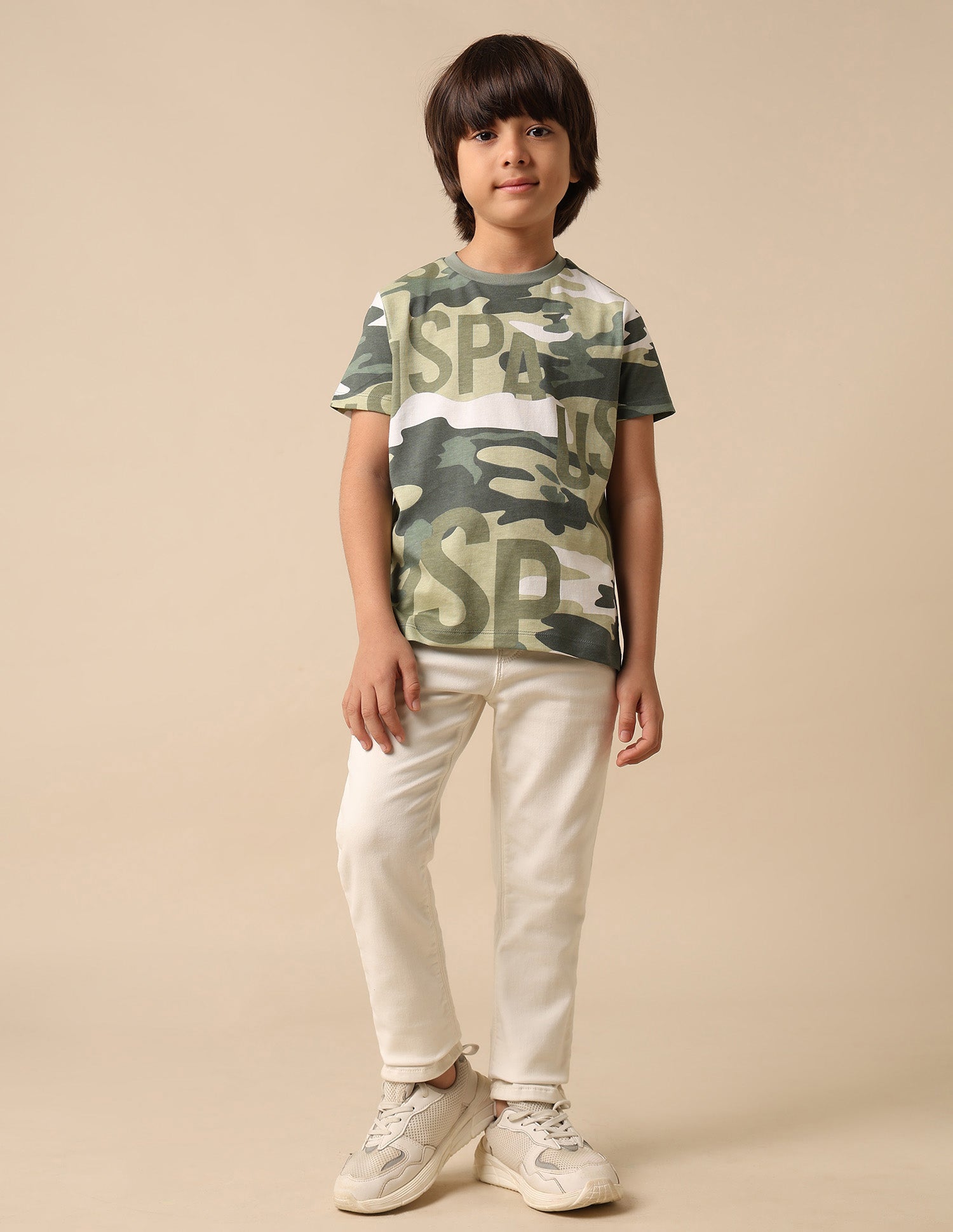 Boys Camouflage Printed Regular Fit T Shirt Olive - U.S. POLO ASSN. | Large