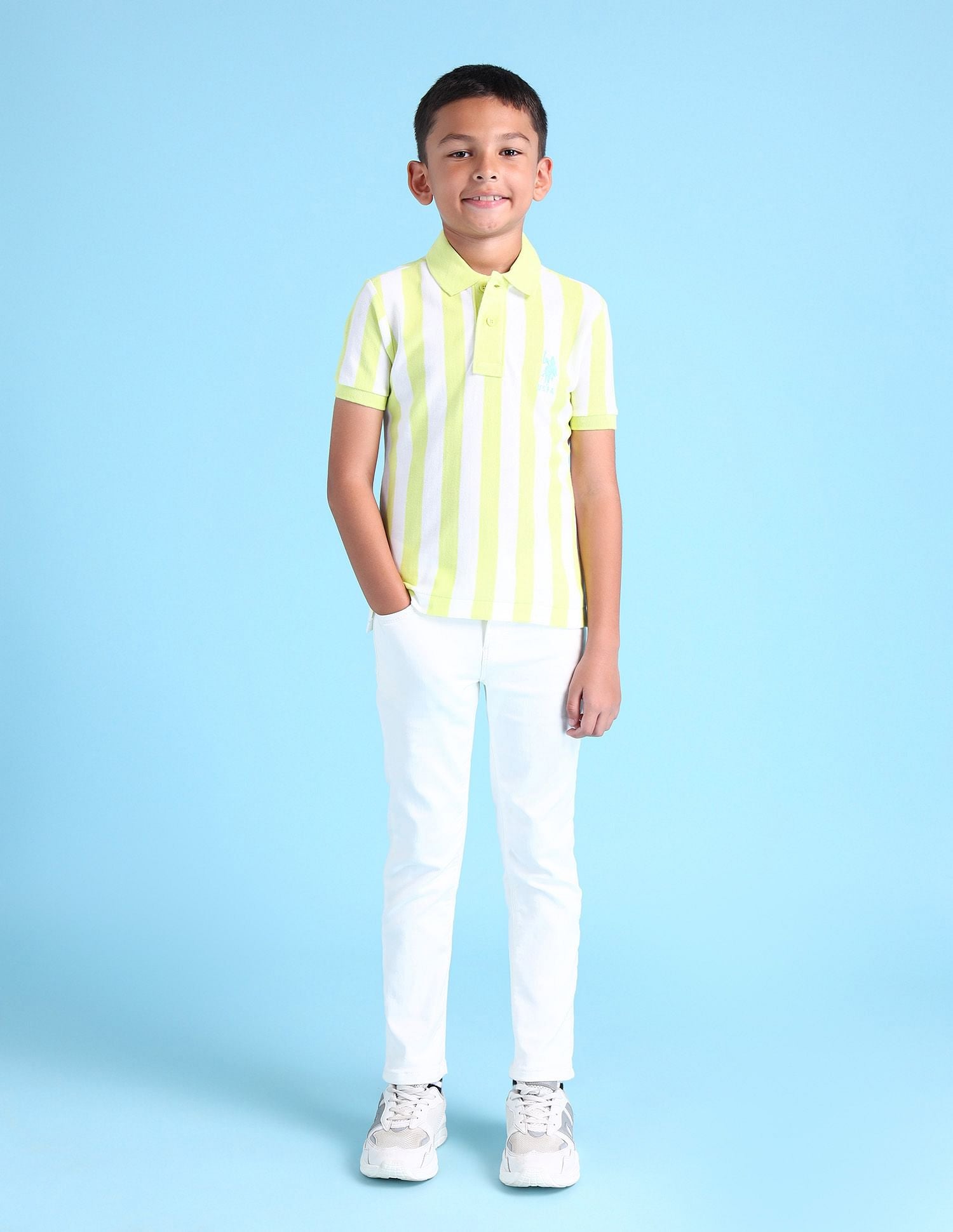 Boys Vertical Stripes Polo Shirt Green - U.S. POLO ASSN. | Large