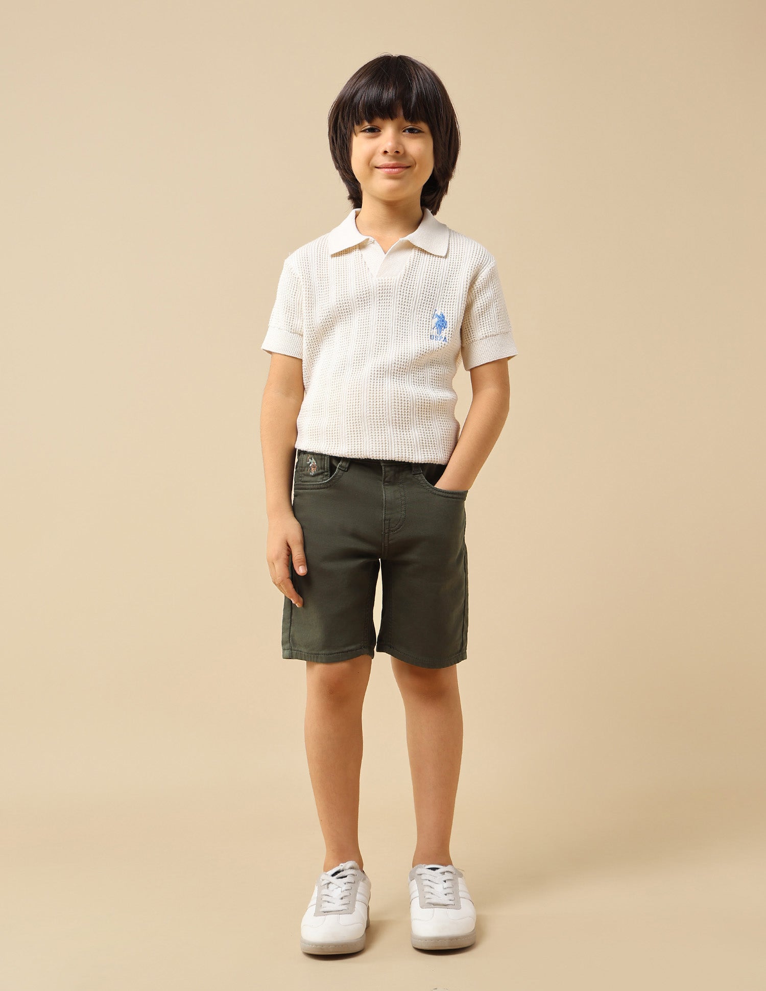 Boys Solid Relaxed Fit Shorts Green - U.S. POLO ASSN. | Large