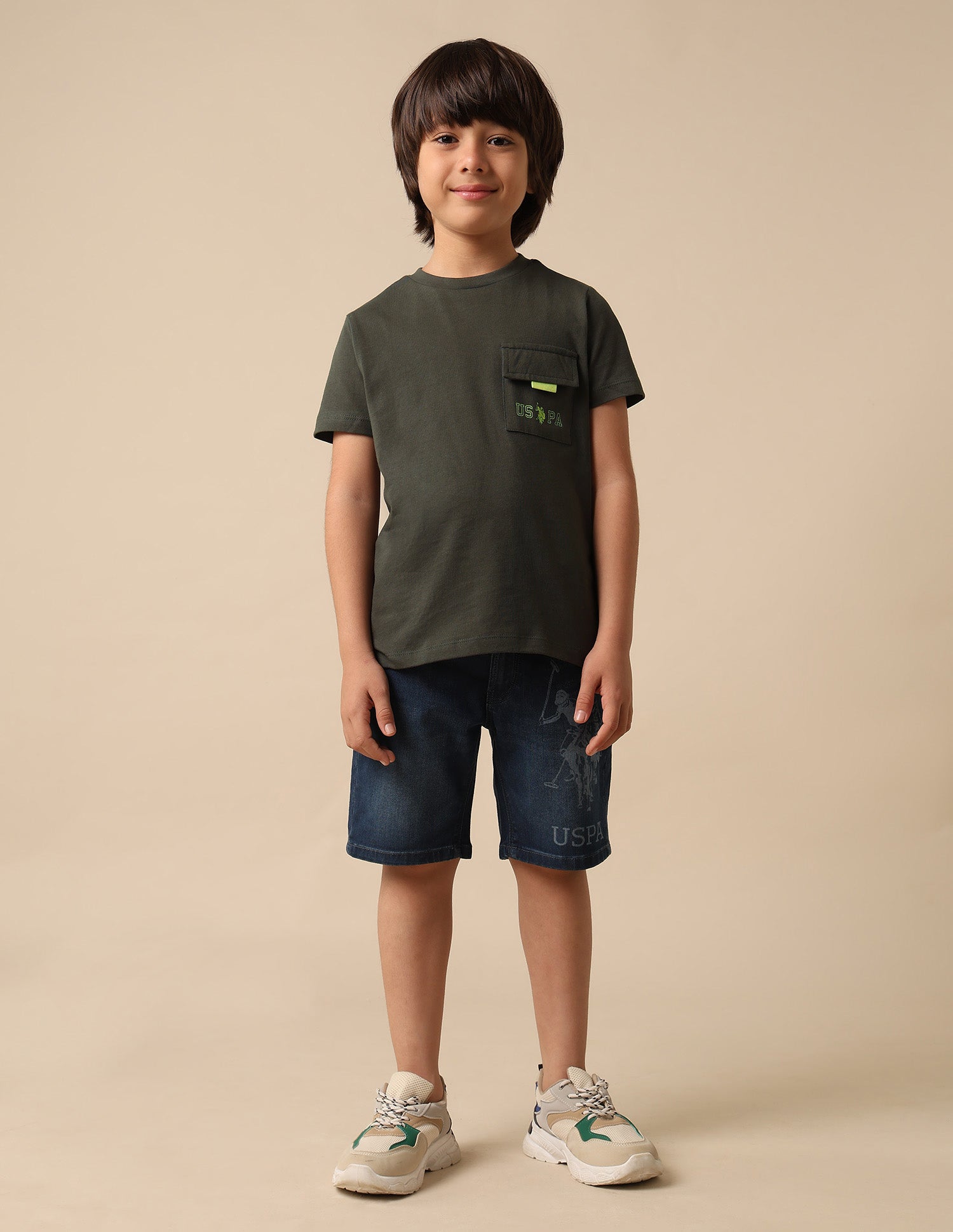 Boys Pure Cotton Regular Fit T Shirt Olive - U.S. POLO ASSN. | Large