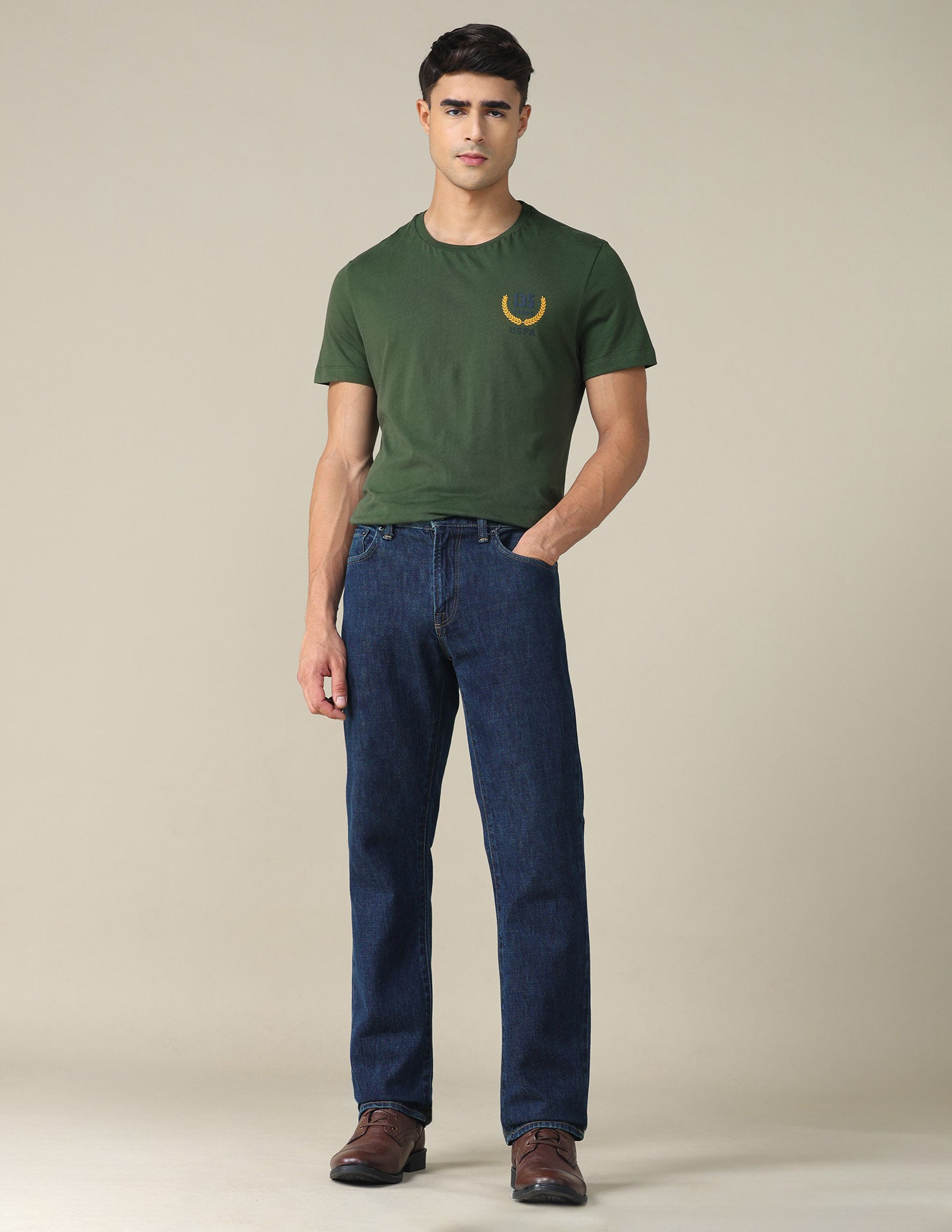 Regular Fit Solid T-shirt Dark Olive - U.S. POLO ASSN. | Large