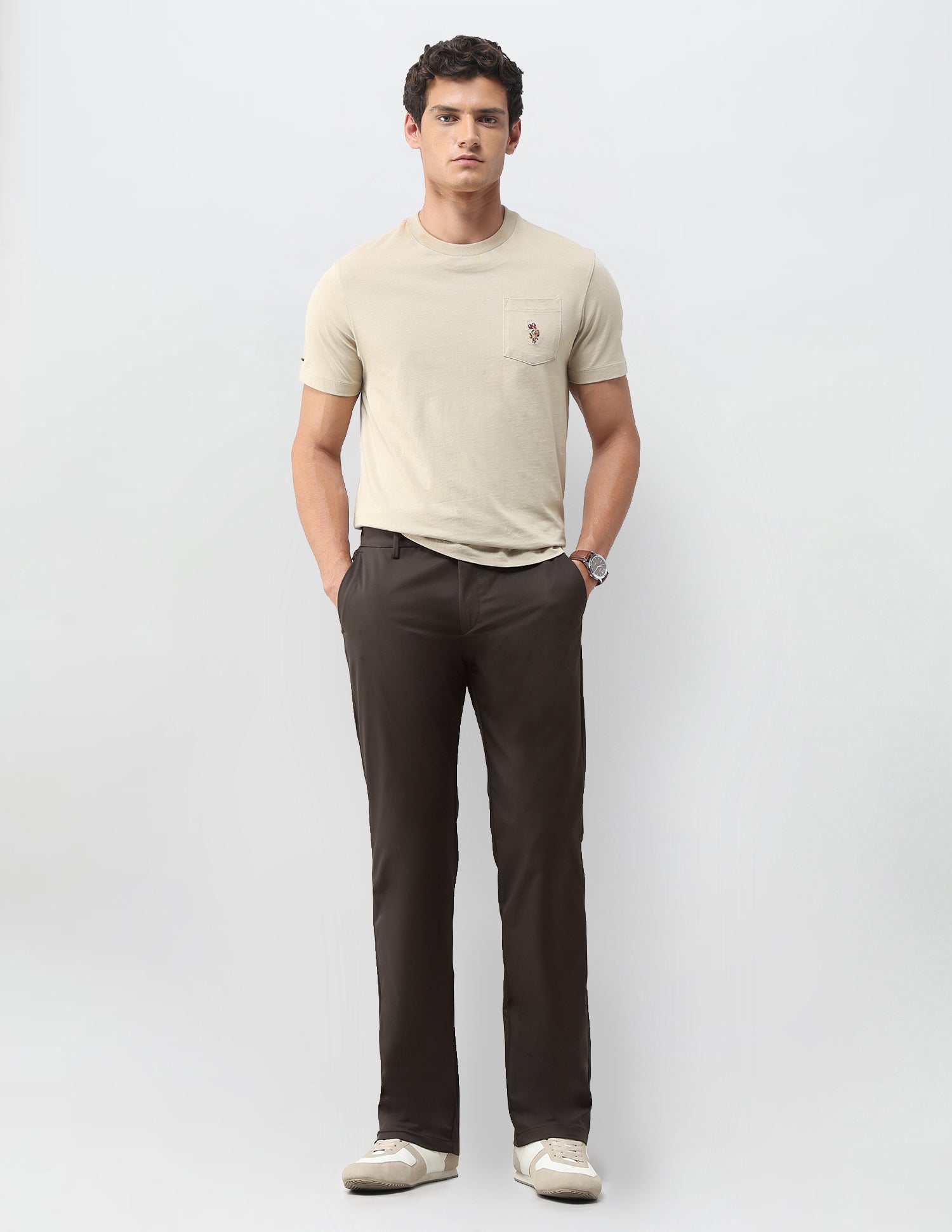 Mid Rise Riley Straight Fit Trousers Choco - U.S. Polo Assn. India | Large