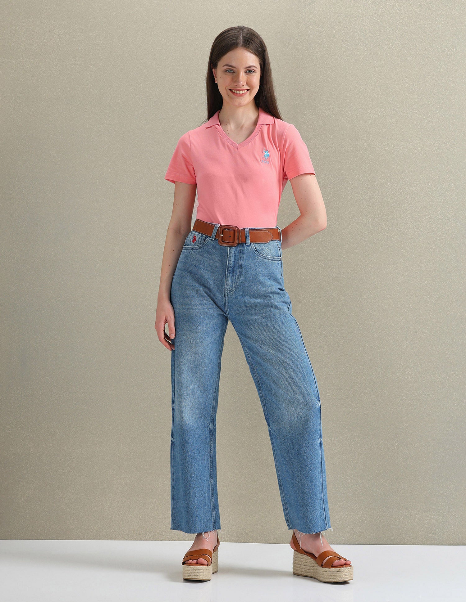 Open Placket Solid Polo Shirt Pink - U.S. POLO ASSN. | Large