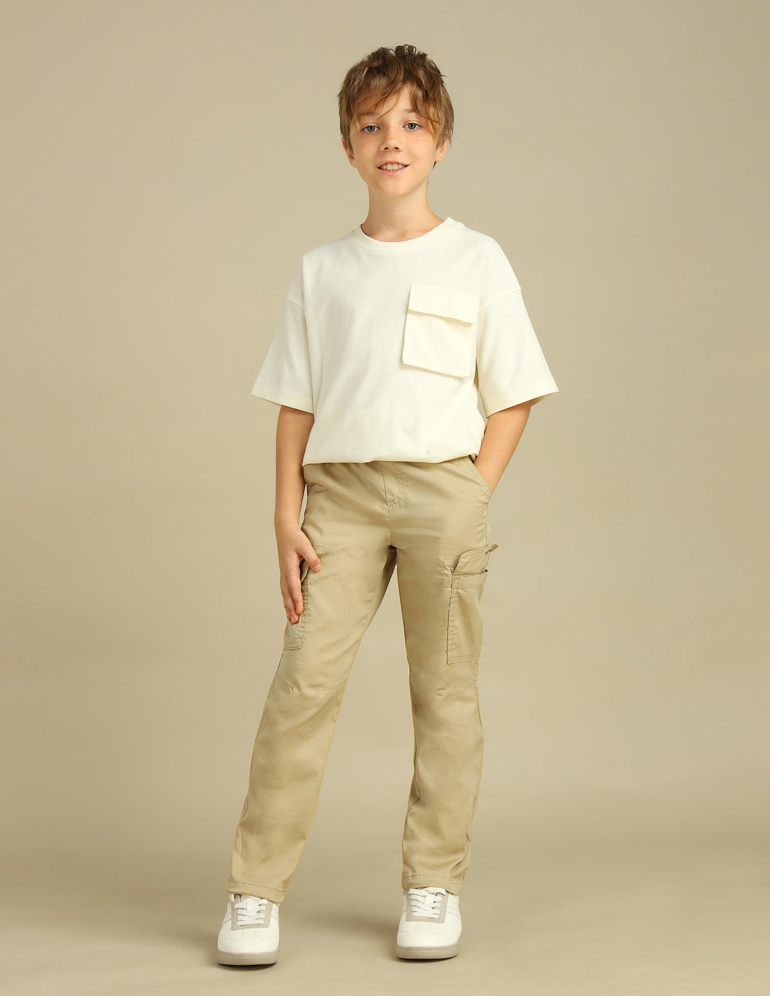 Boys Regular Fit Cargo Trousers Khaki - U.S. POLO ASSN. | Large