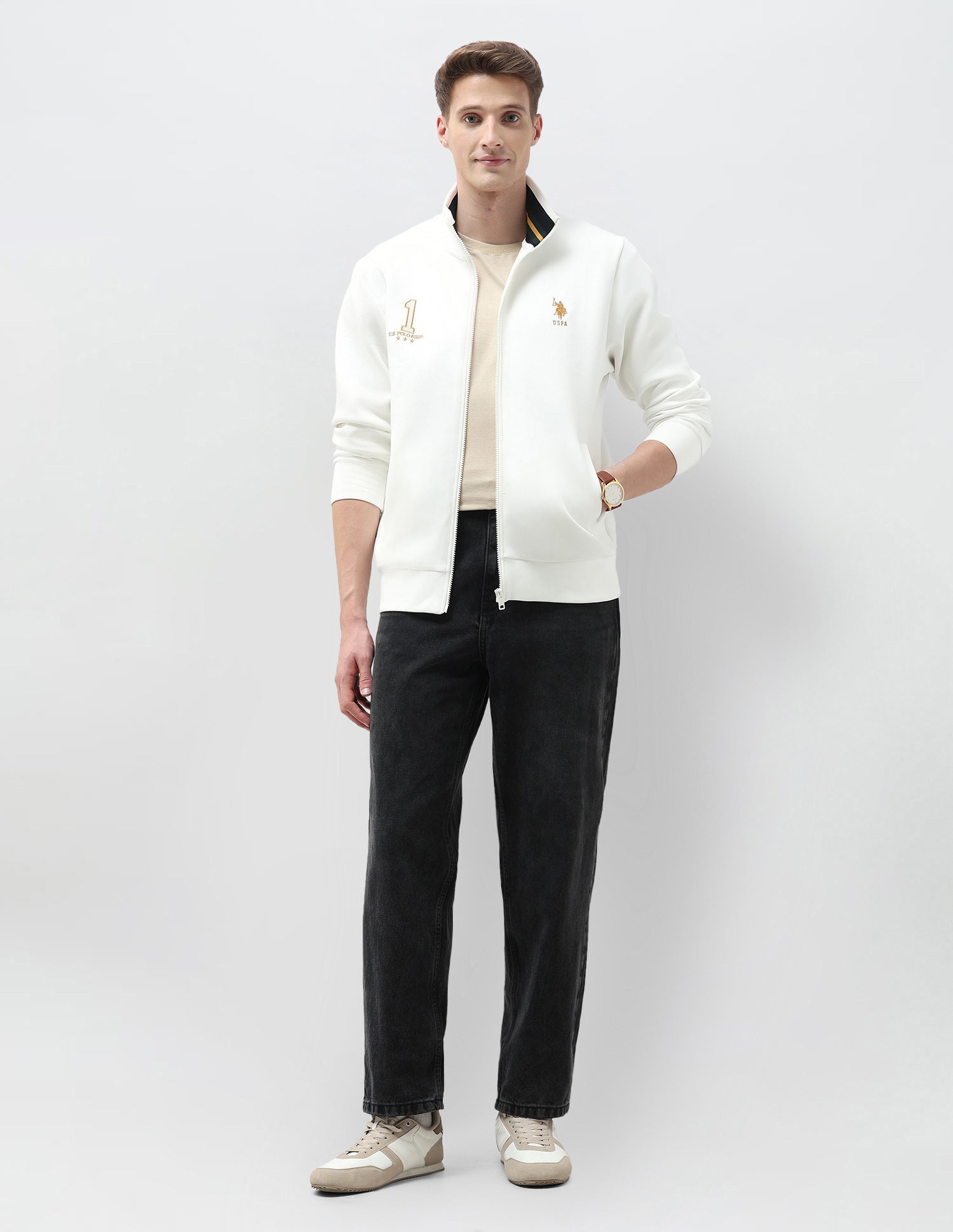 Numeric Brand Embroidered Sweatshirt Off White - U.S. POLO ASSN. | Large