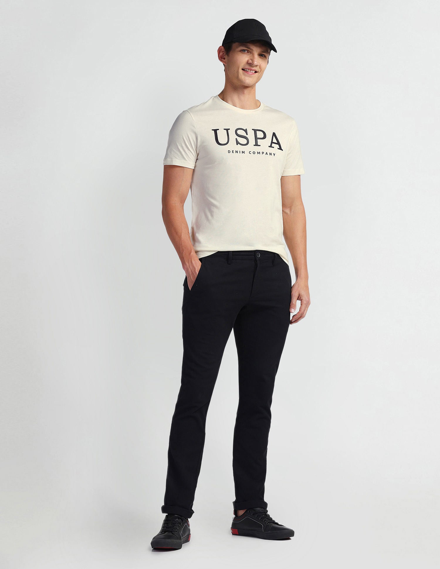 Brand Print Muscle Fit T-Shirt Cream - U.S. POLO ASSN. | Large