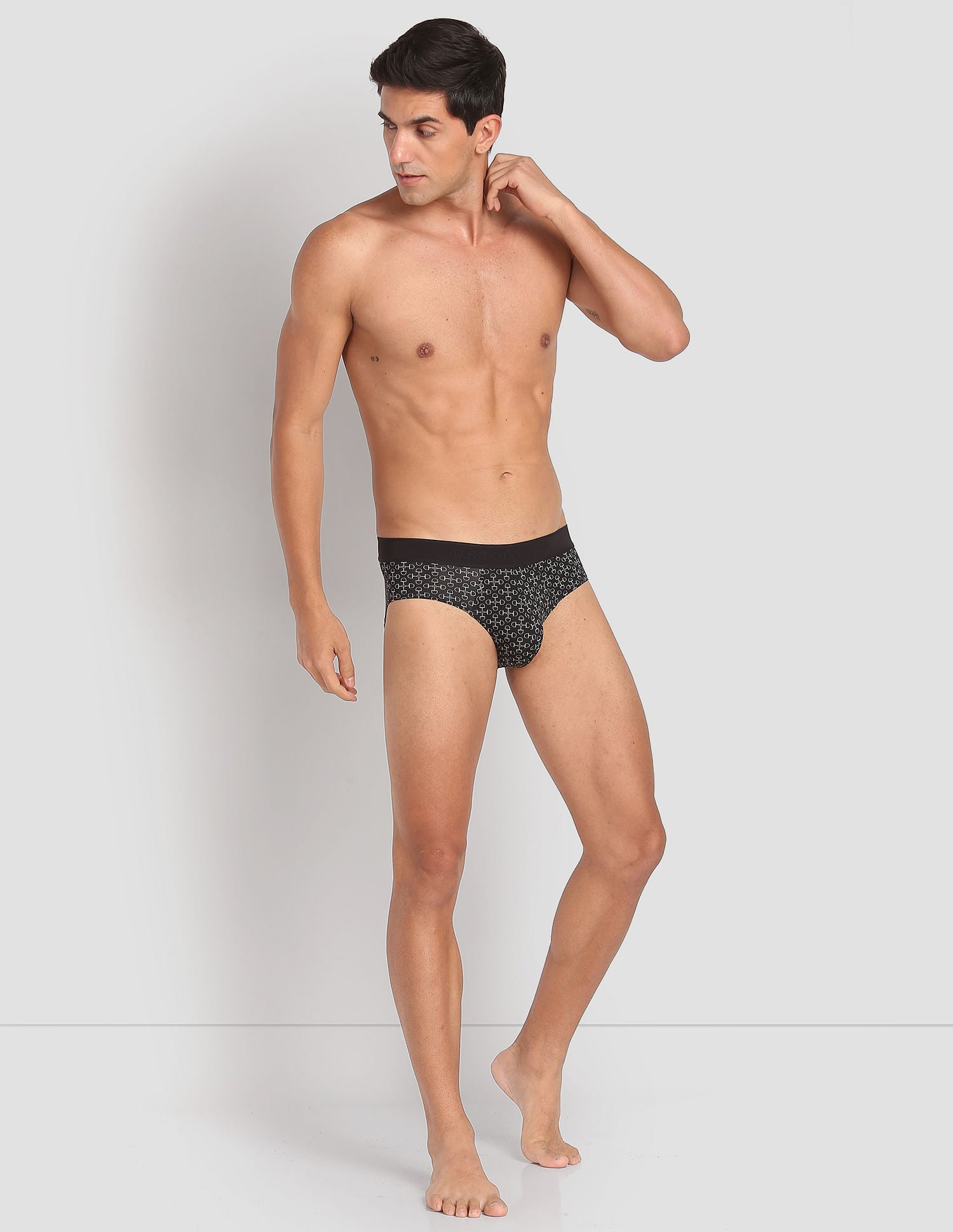 Nylon Stretch Printed AB002 Active Briefs - Pack Of 1 Black - U.S. POLO ASSN. | Large