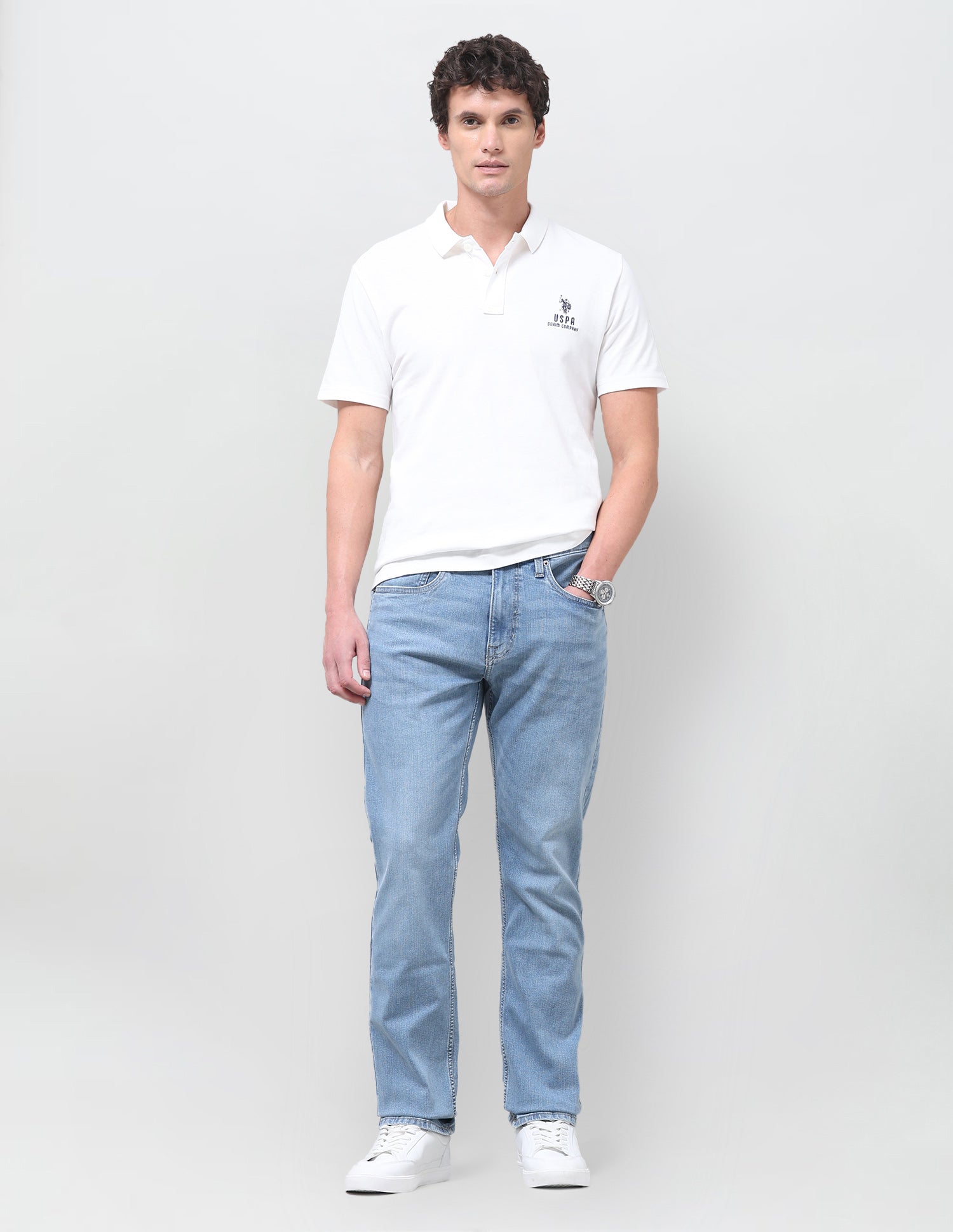 Harold Slim Straight Fit Blue Jeans Light Indigo - U.S. Polo Assn. India | Large