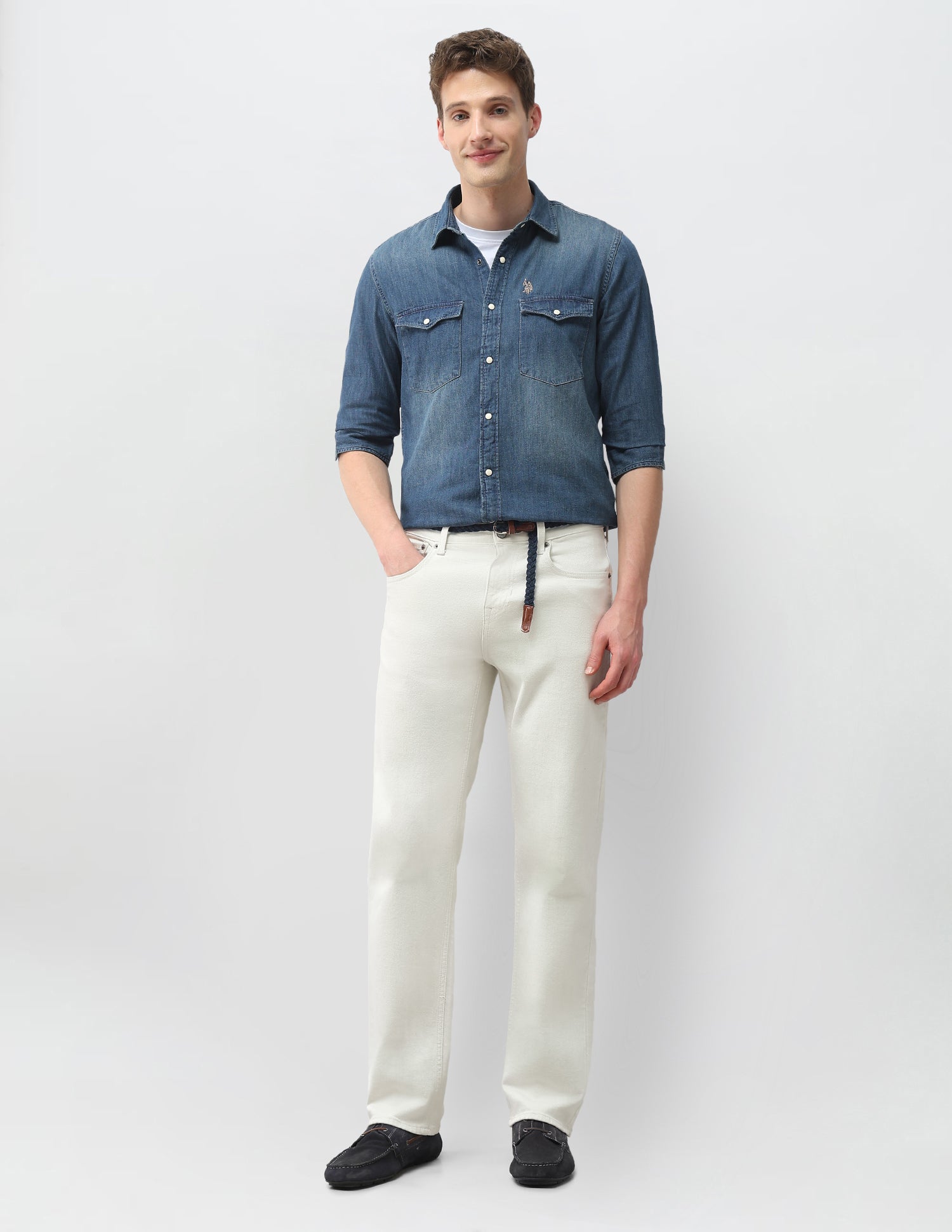 Solid Comfort Fit Shirt Indigo - U.S. Polo Assn. India | Large