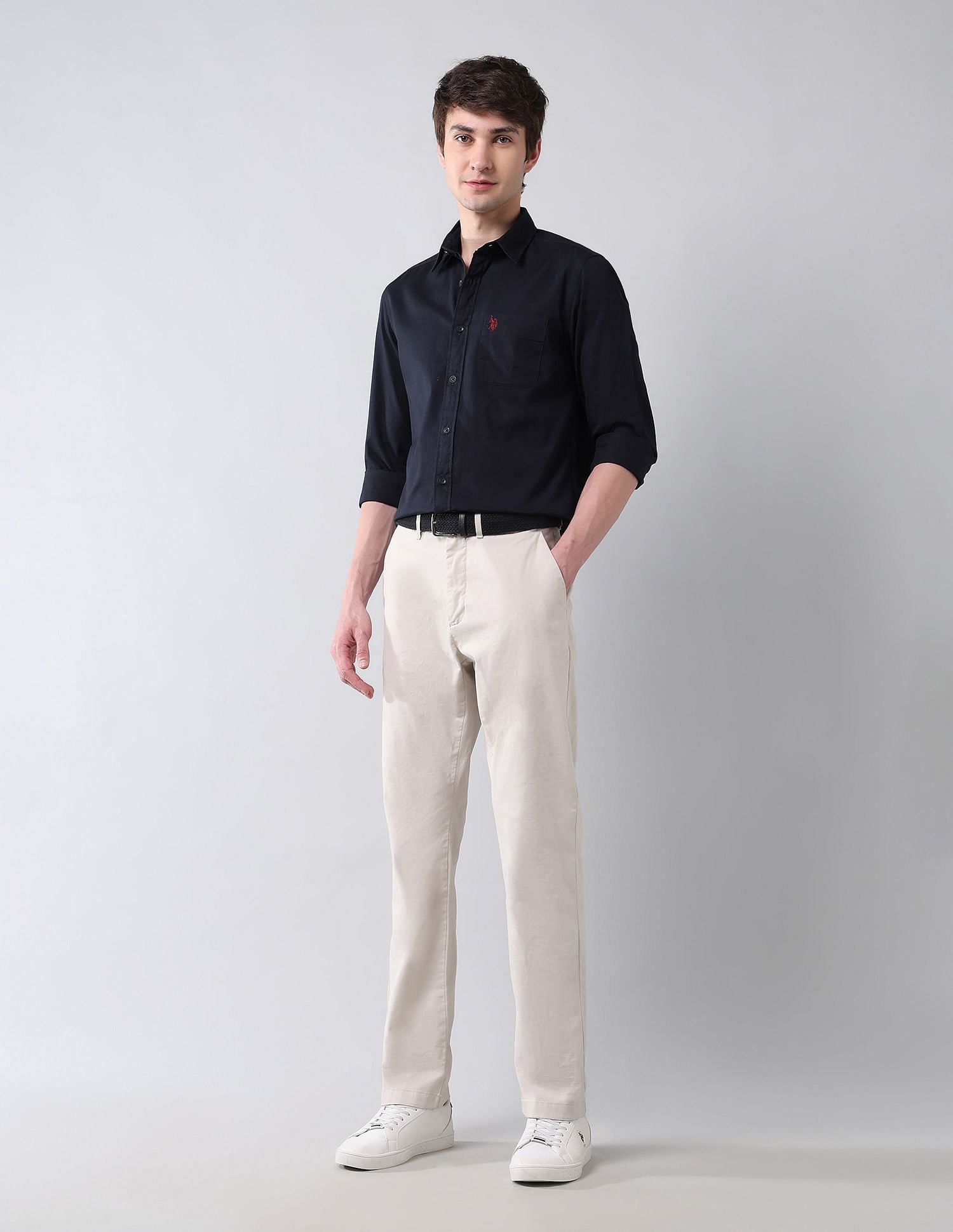 Pure Cotton Twill Shirt Navy - U.S. Polo Assn. India | Large