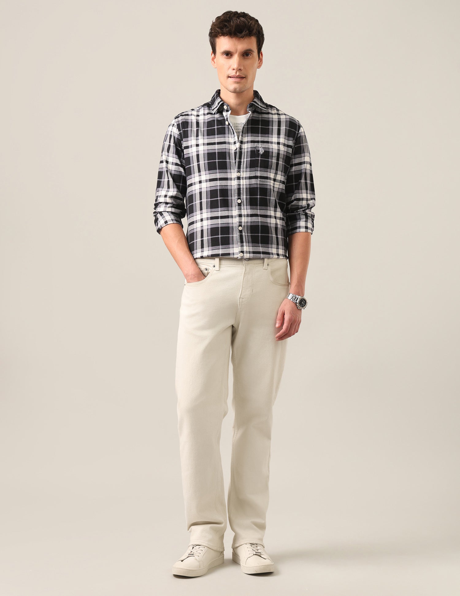 Tartan Checked Twill Shirt Black - U.S. Polo Assn. India | Large