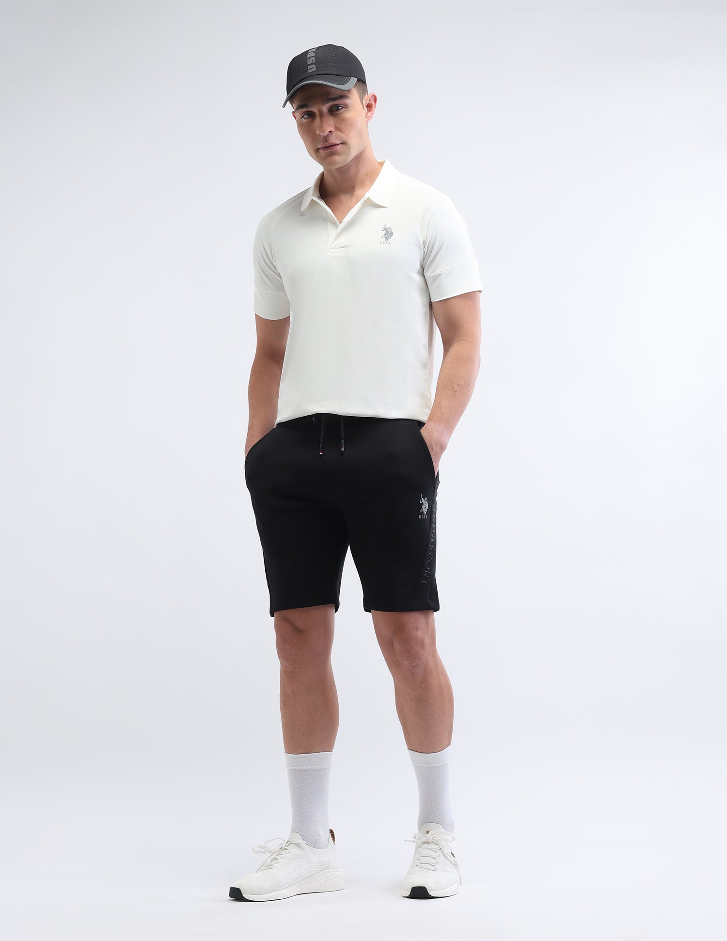 Mid Rise Solid Active Shorts Black - U.S. POLO ASSN. | Large