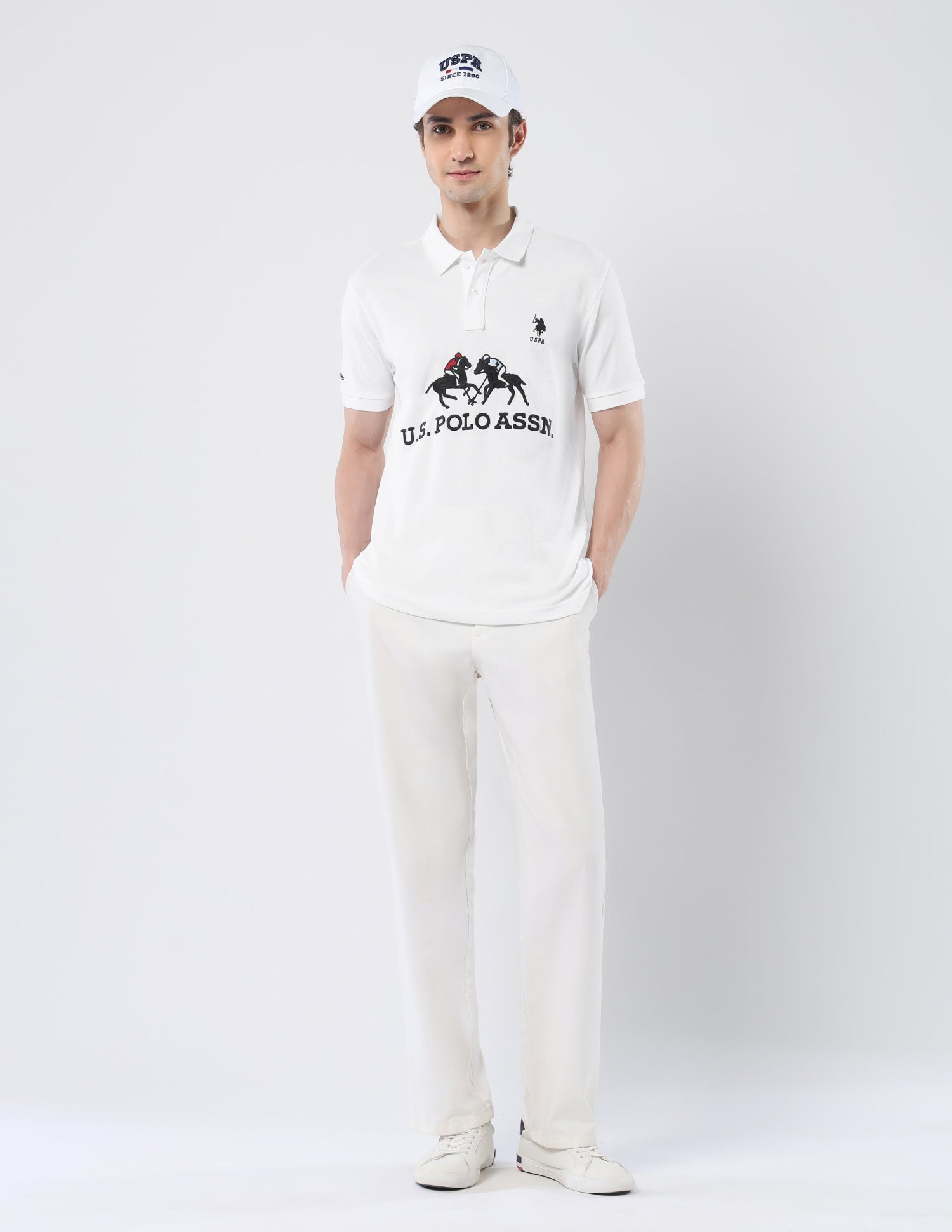 Brand Embroidered 135 Anniversary Polo Shirt White - U.S. Polo Assn. India | Large