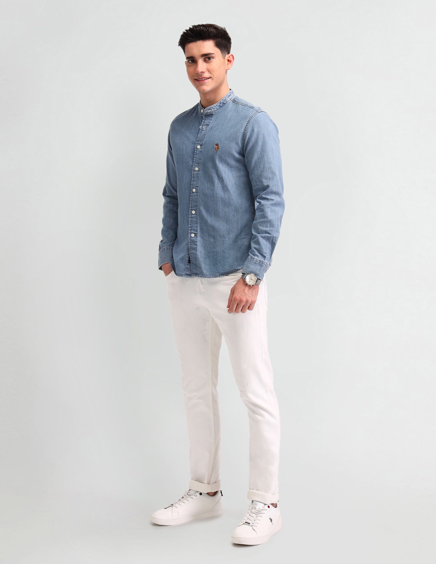 Solid Regular Fit Shirt Indigo - U.S. POLO ASSN. | Large