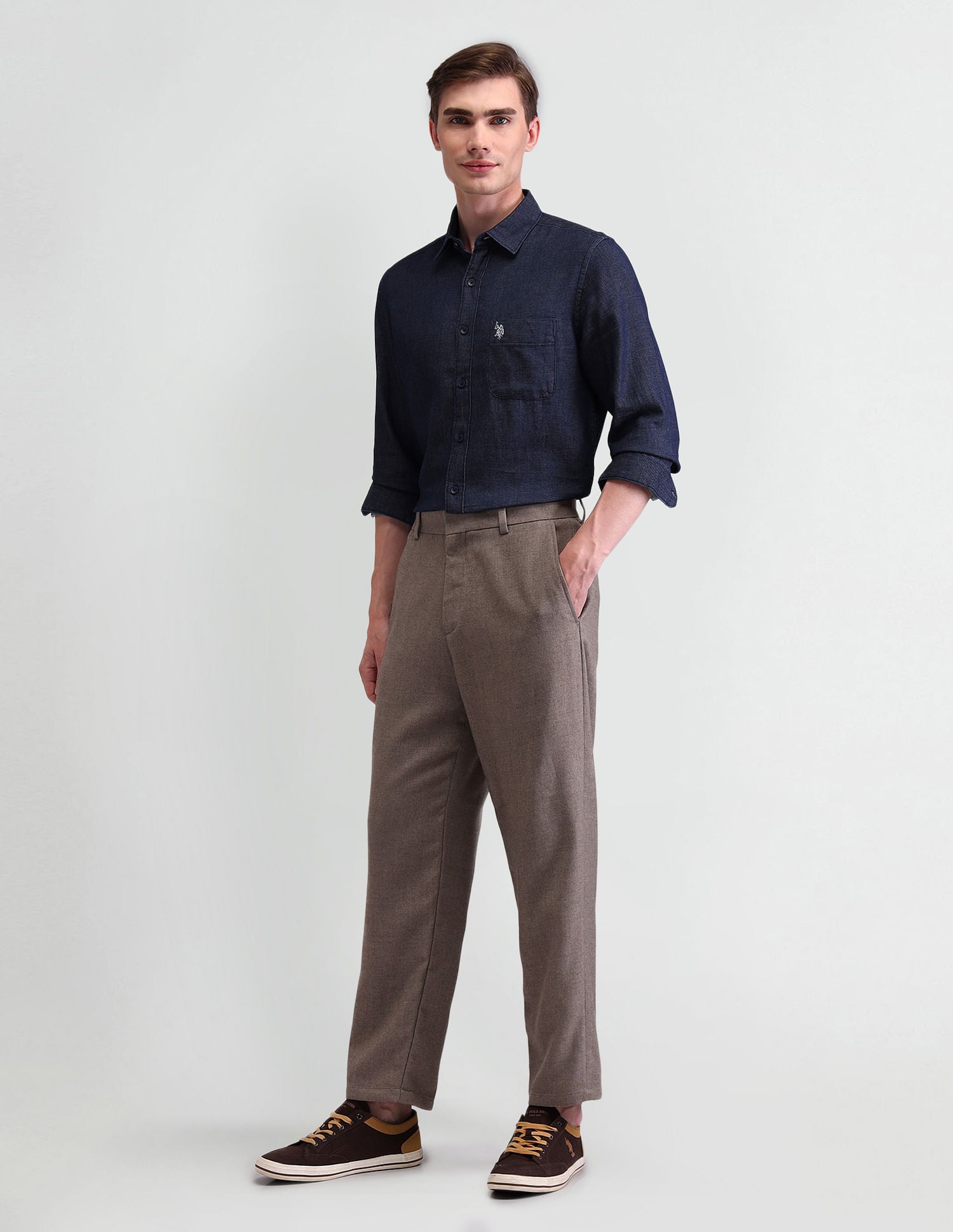 Slim Fit Solid Dobby Shirt Navy - U.S. Polo Assn. India | Large