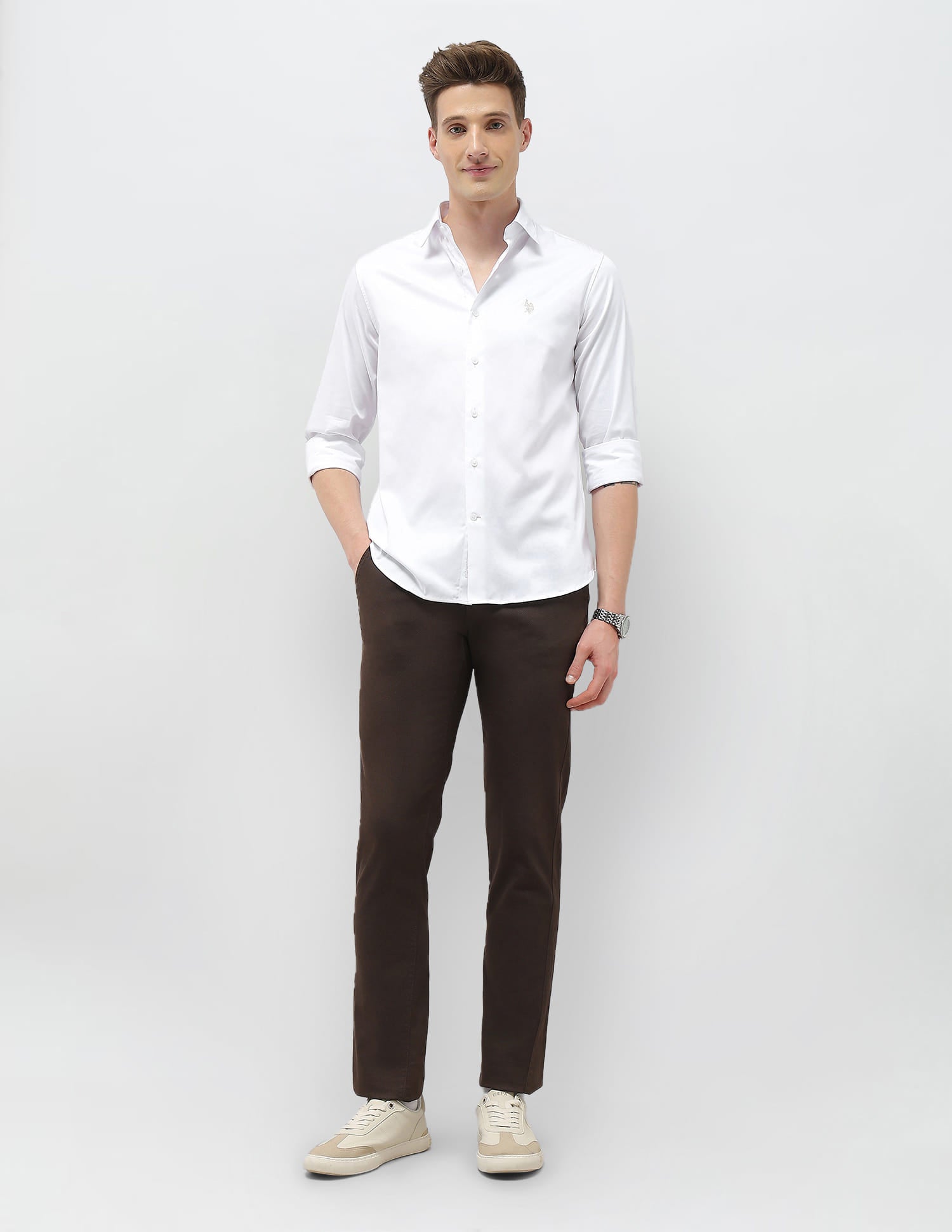 Solid Tailored Fit Shirt White - U.S. Polo Assn. India | Large