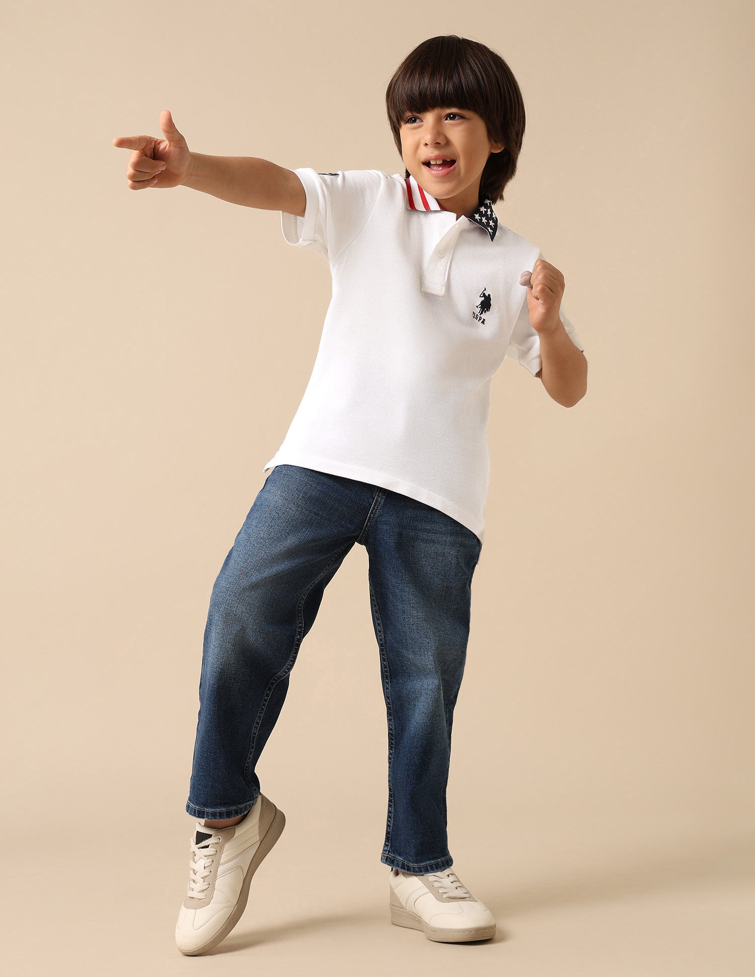 Boys Solid Pure Cotton Polo Shirt White - U.S. POLO ASSN. | Large