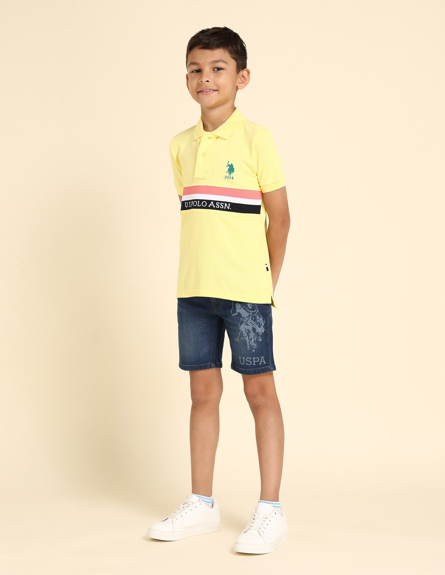 Boys Brand Tape Polo Shirt Light Yellow - U.S. POLO ASSN. | Large
