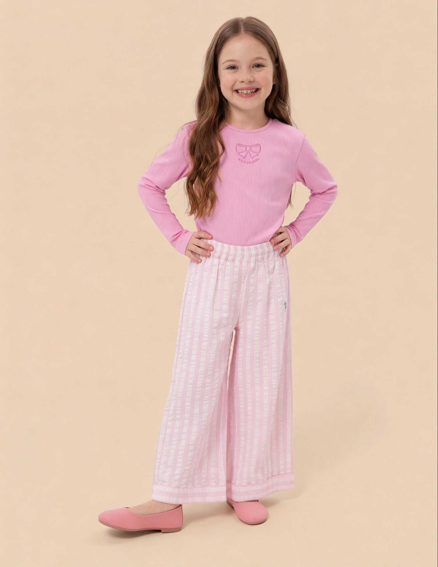 Vertical Striped Flared Fit Trousers Pink - U.S. Polo Assn. India | Large