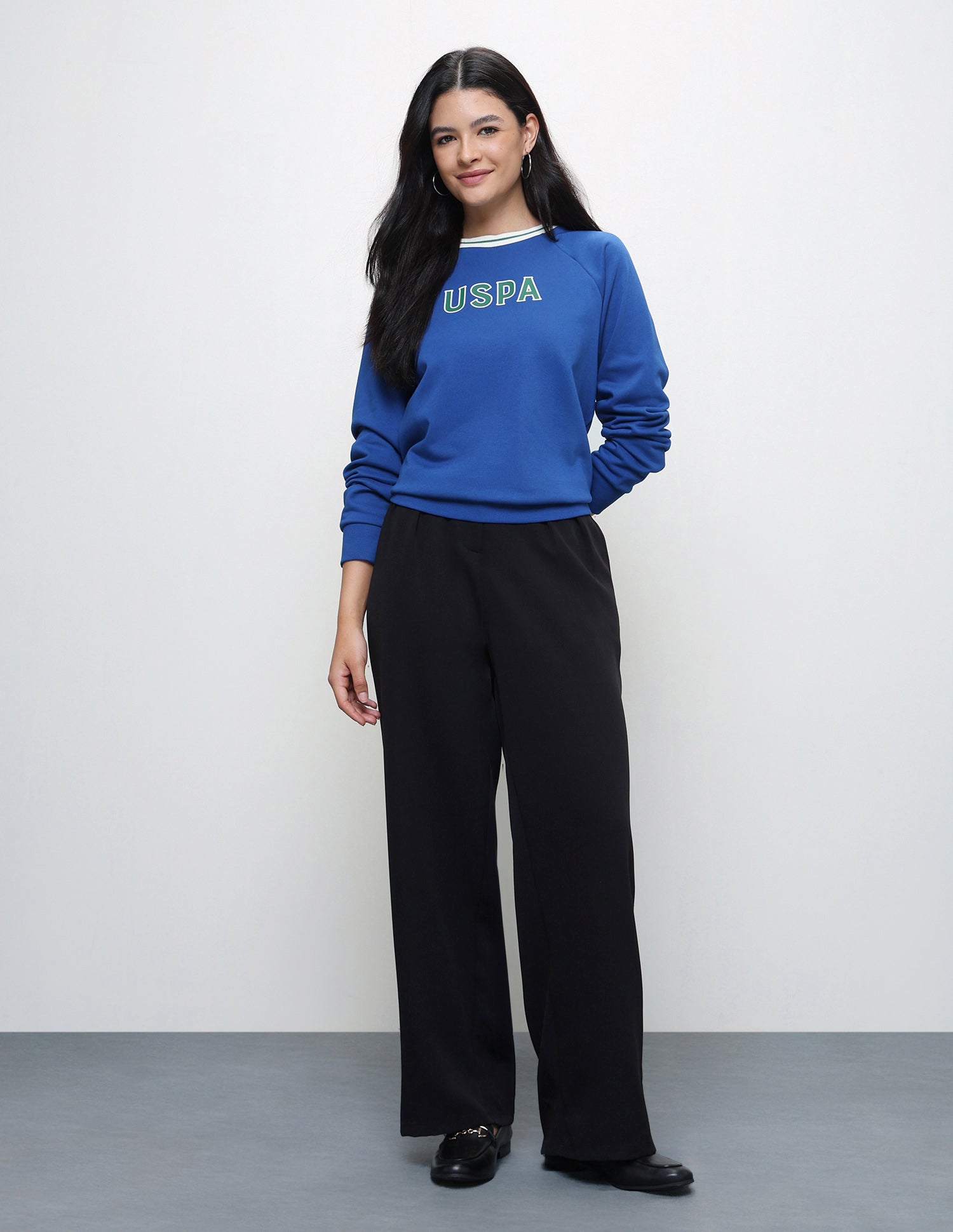 Brand Printed Regular Fit Sweatshirt Blue - U.S. Polo Assn. India | Large