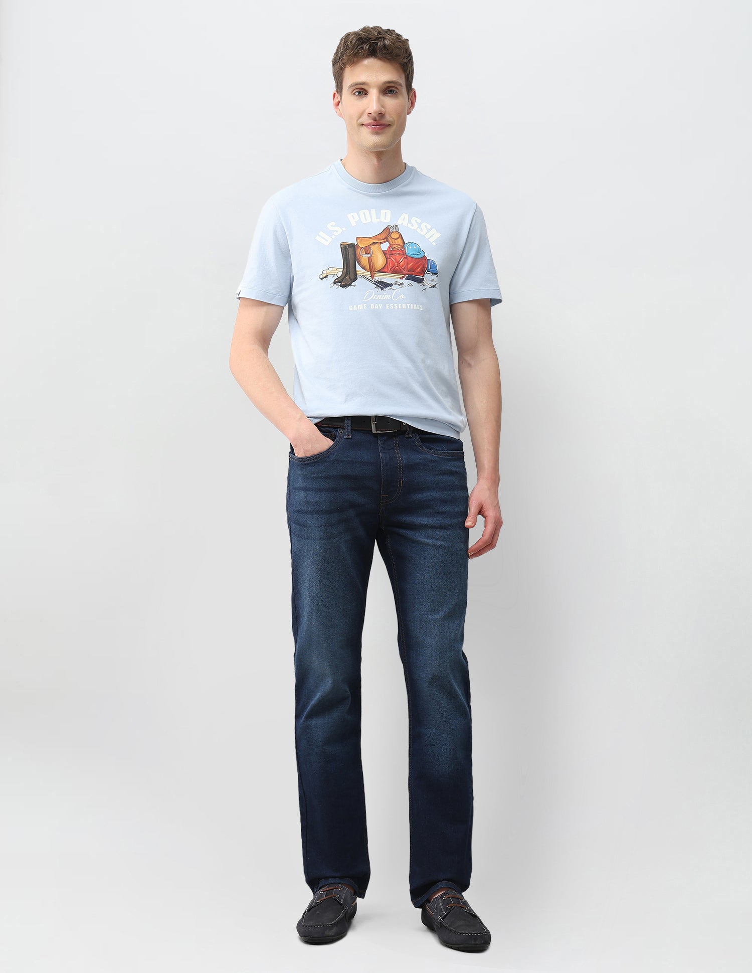 Graphic Brand Printed Slim Fit T-Shirt Blue - U.S. Polo Assn. India | Large