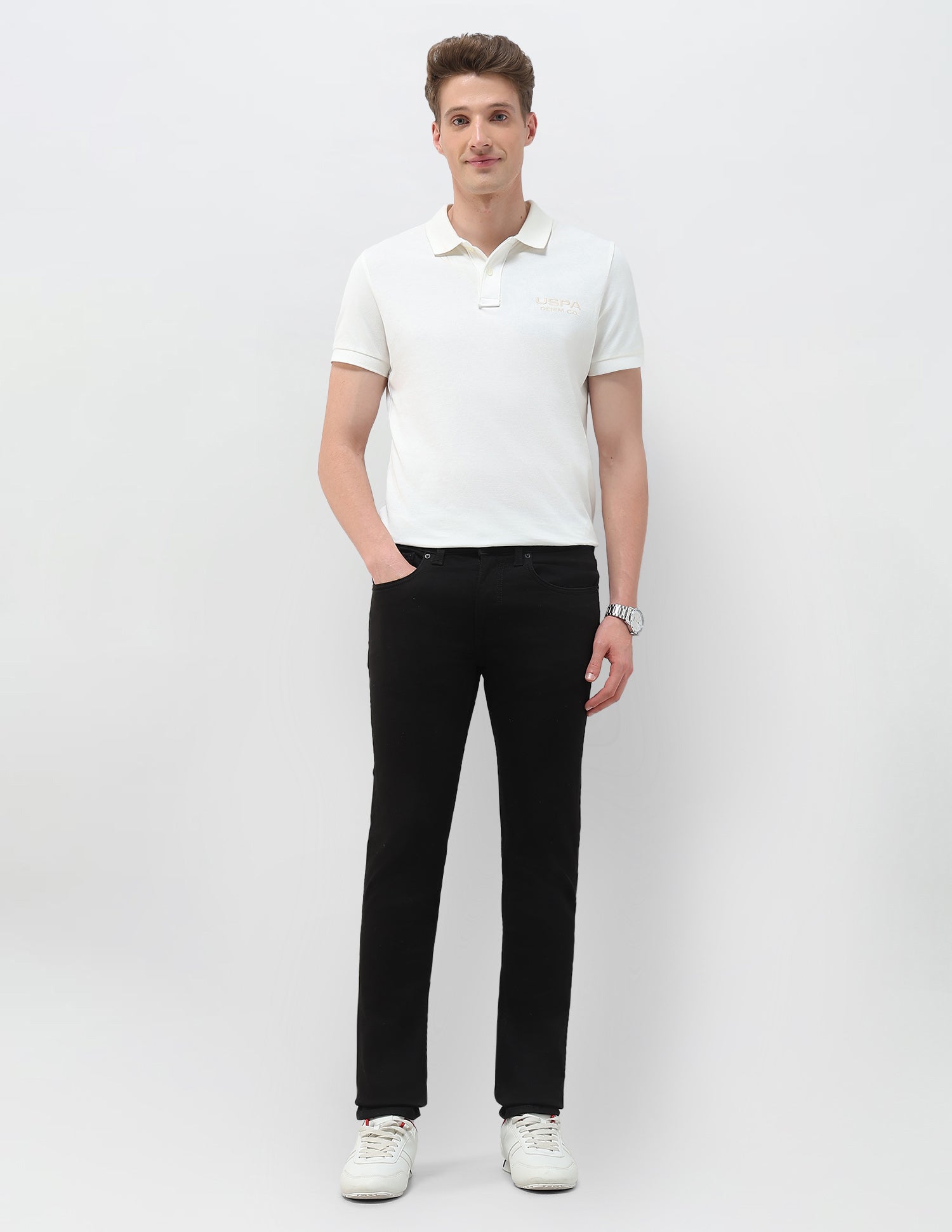 Regallo Skinny Fit Black Jeans Black - U.S. Polo Assn. India | Large