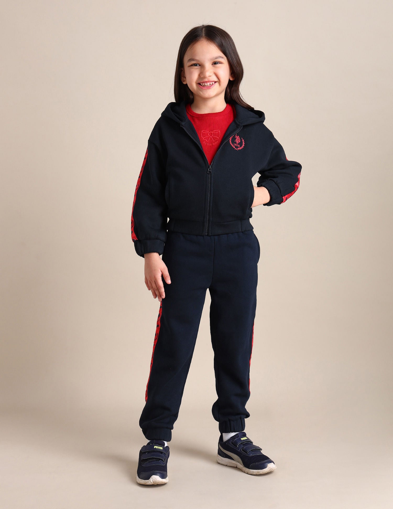 Girls Hooded Regular Fit Sweatshirt Tulle Pink - U.S. POLO ASSN. | Large