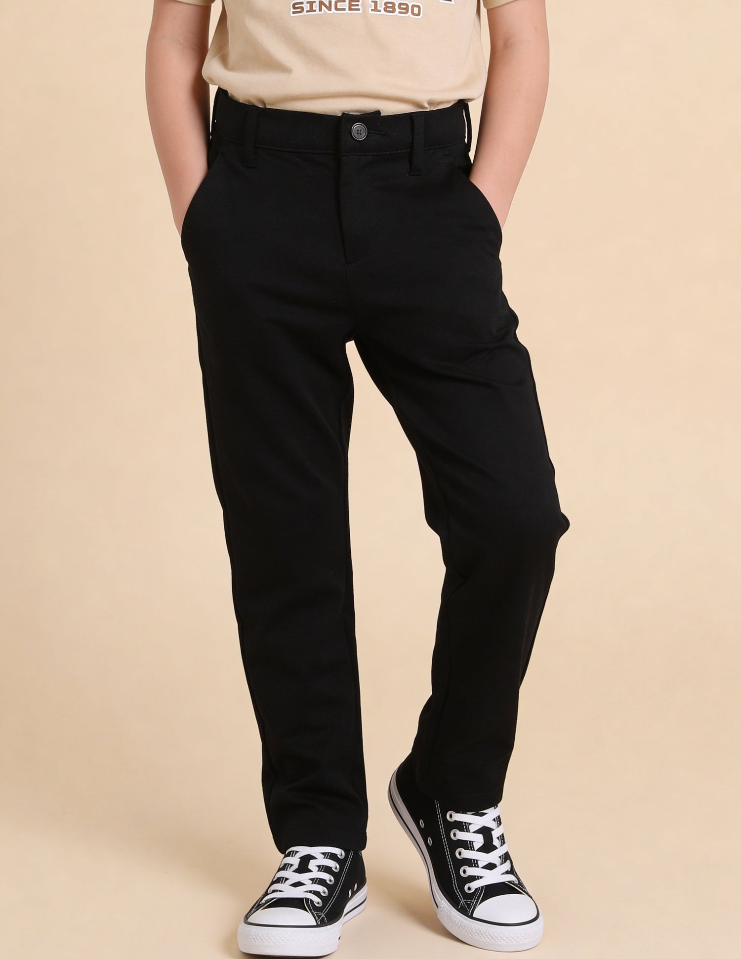 Mid Rise Slim Fit Trousers Black - U.S. Polo Assn. India | Large
