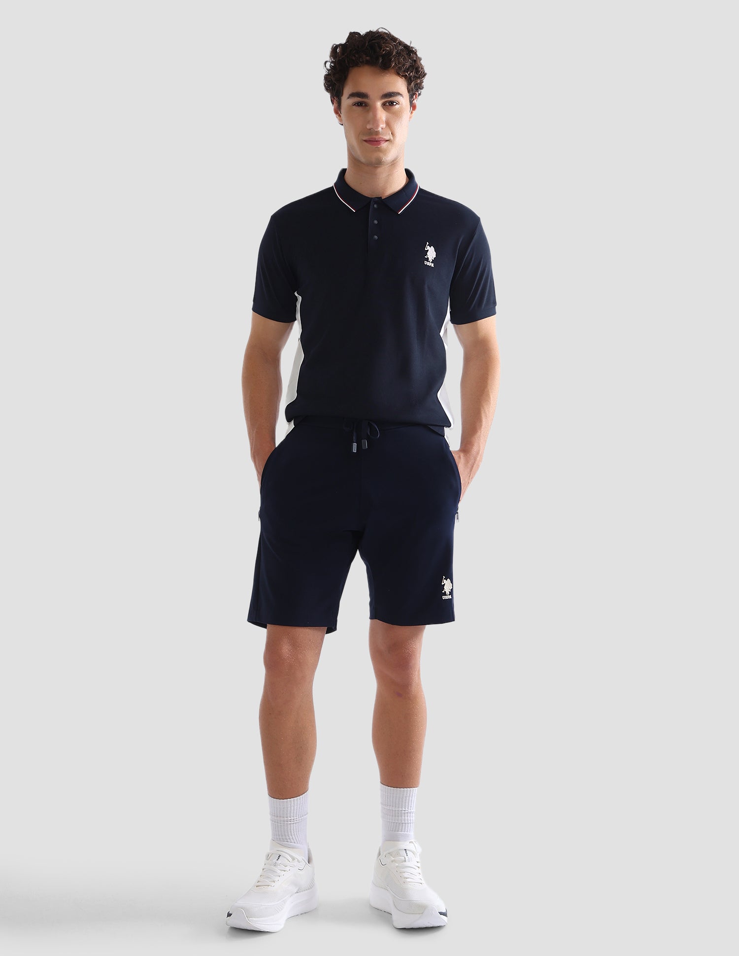 Solid Slim Fit Active Polo Shirt Navy - U.S. Polo Assn. India | Large