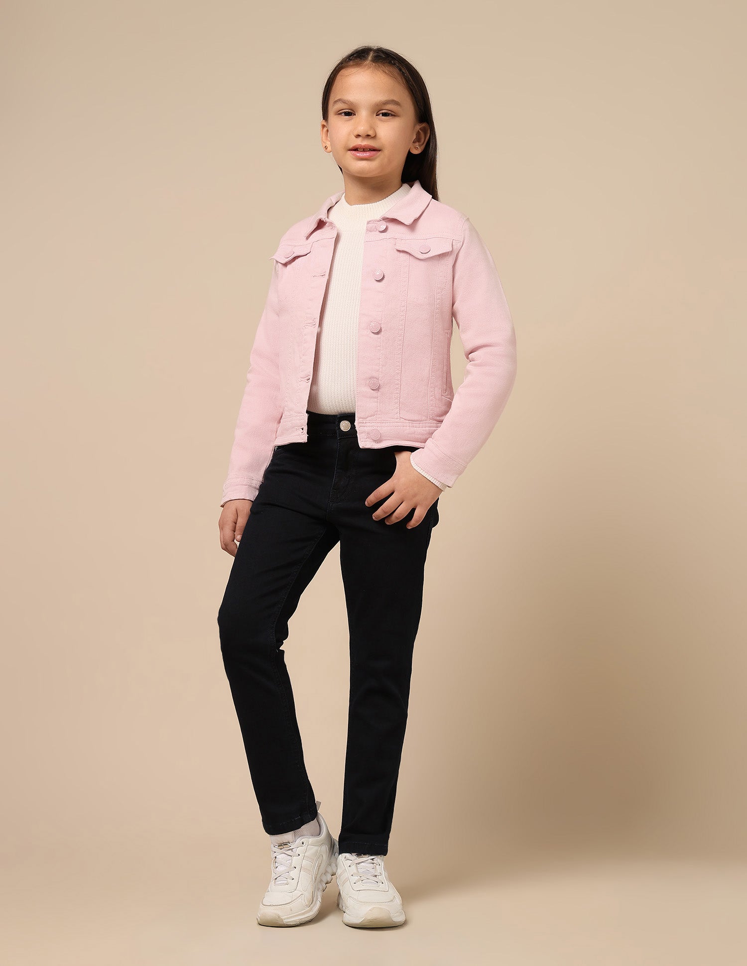 Girls Solid Twill Denim Jacket Light Pink - U.S. POLO ASSN. | Large