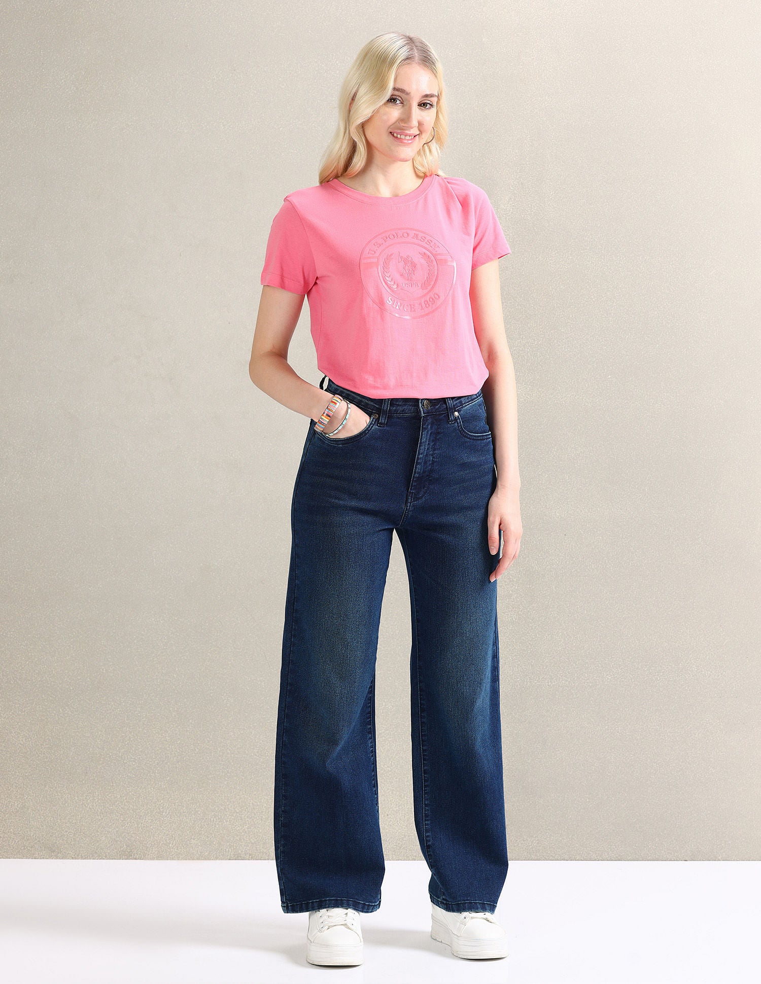 Pure Cotton Gel Print T-Shirt Coral - U.S. POLO ASSN. | Large