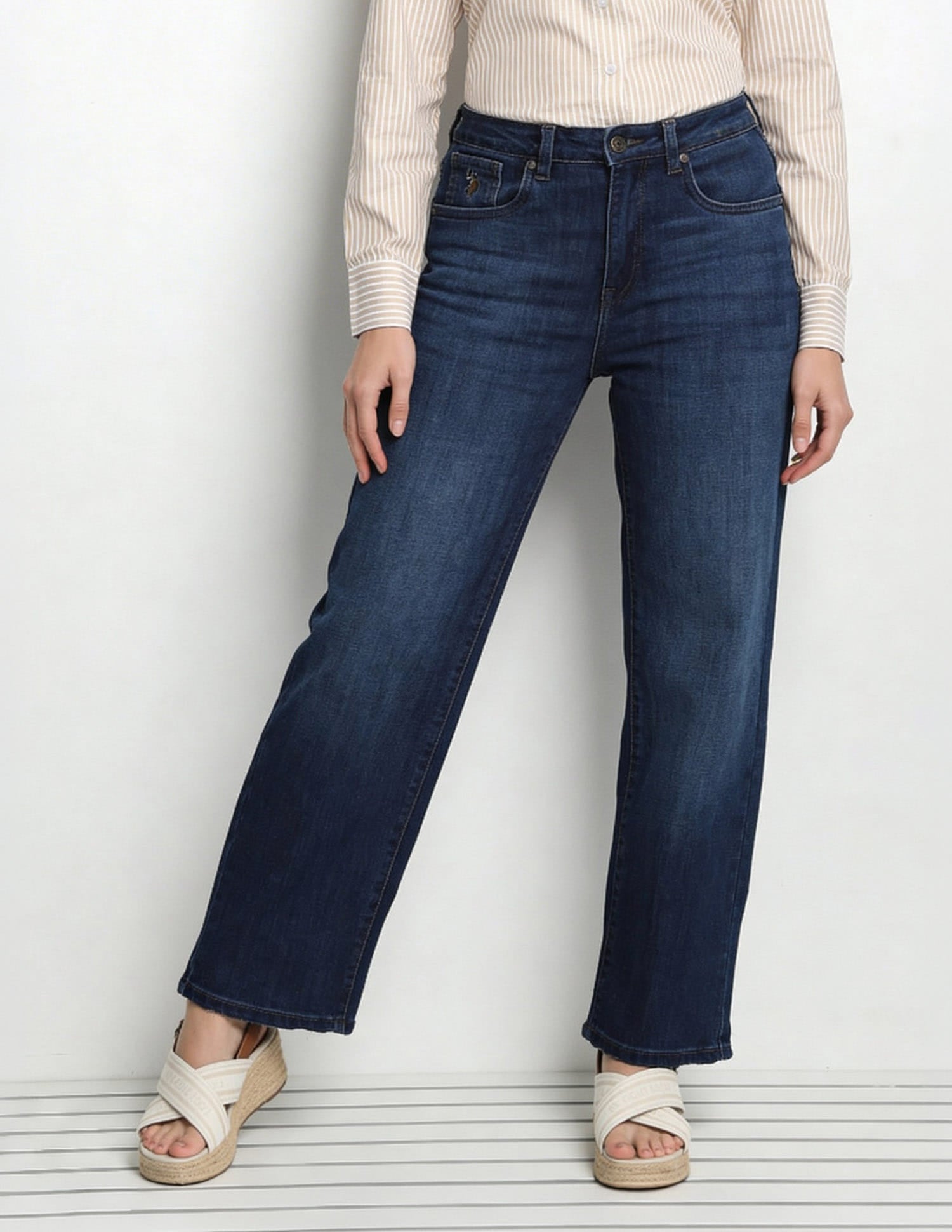 High Rise Straight Fit Jeans Blue - U.S. Polo Assn. India | Large