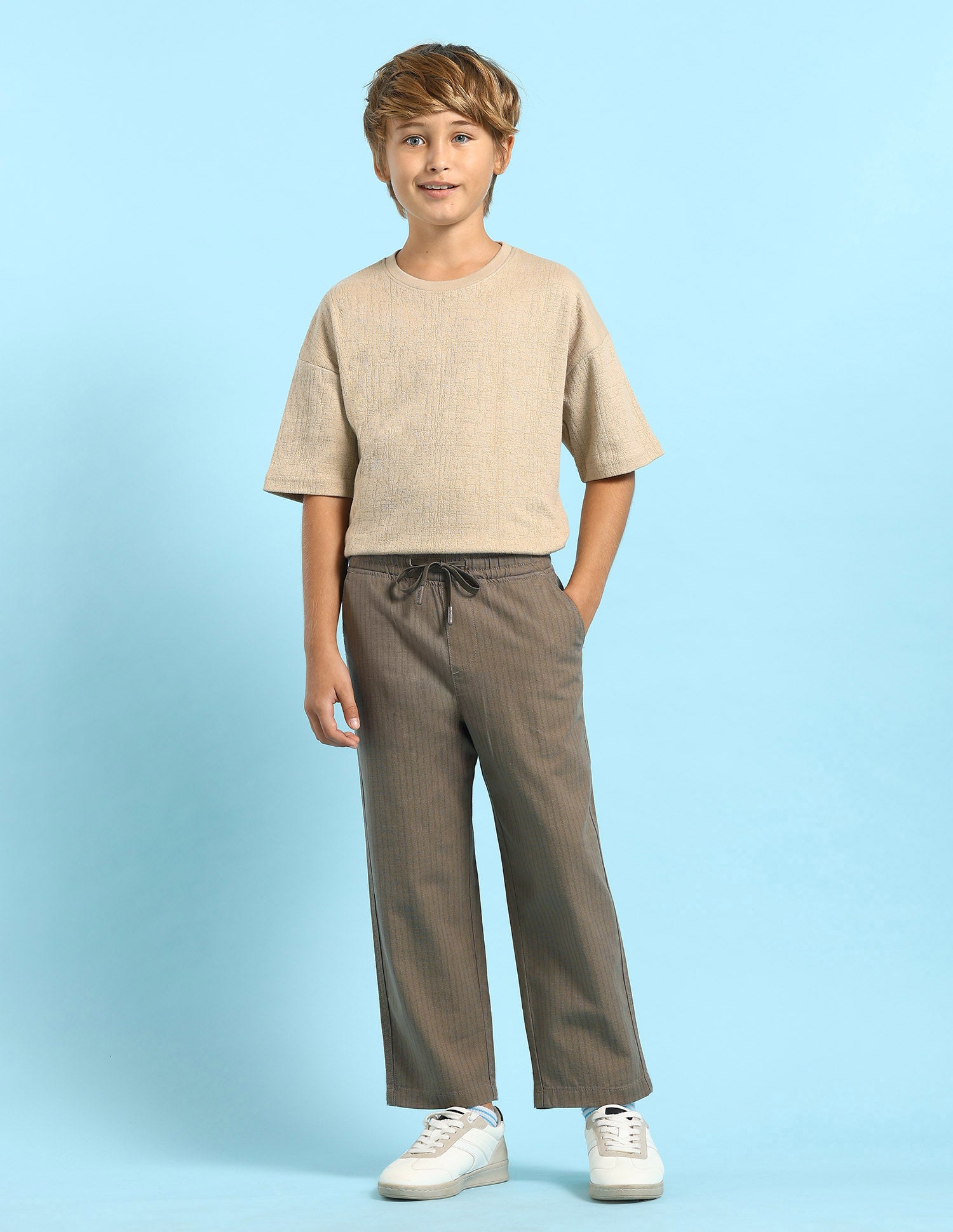 Boys Vertical Striped Trousers Light Brown - U.S. POLO ASSN. | Large